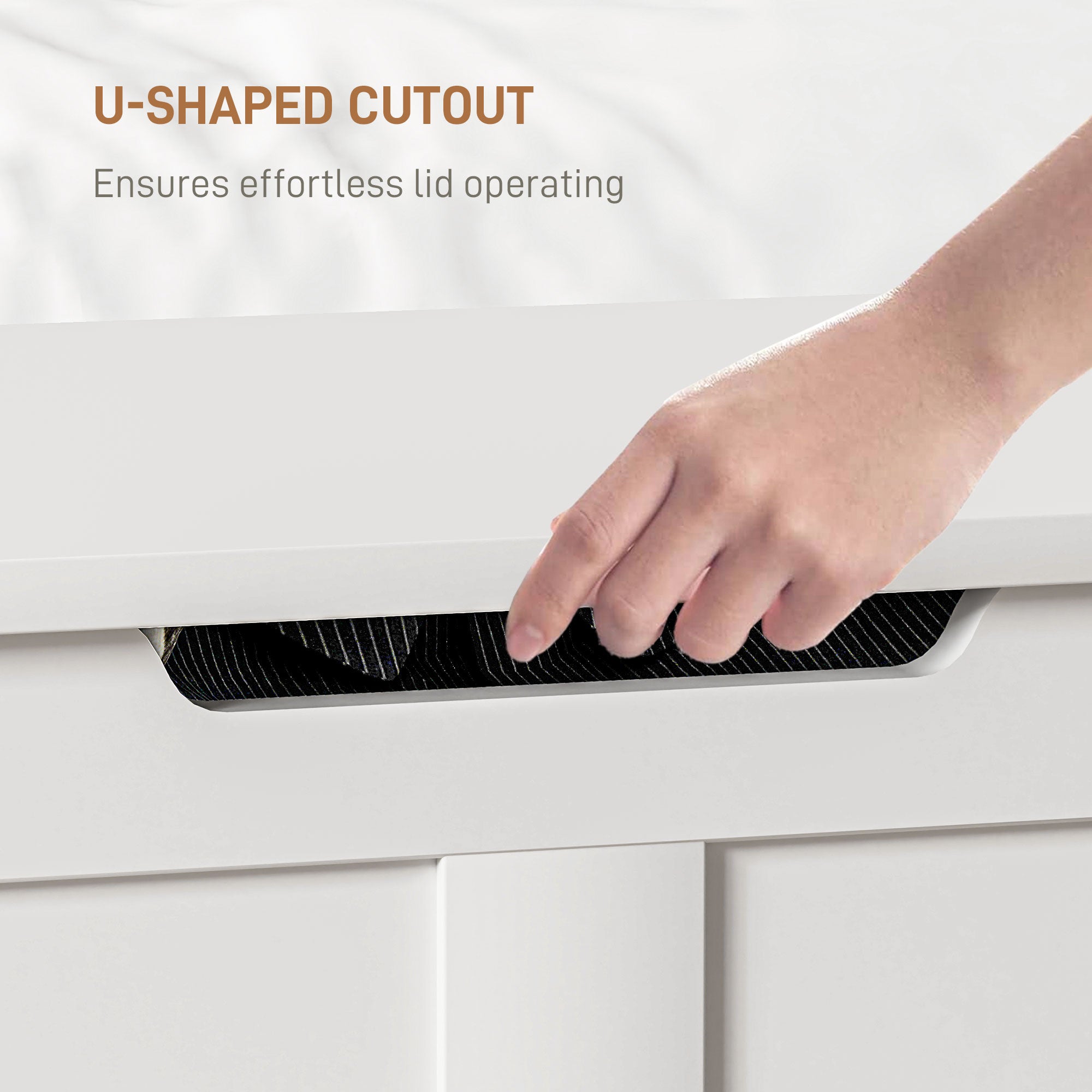 HOMCOM 100L Storage Chest, Storage Trunk with 2 Safety Hinges and U-shaped Cut-out Pull, Storage Box for Living Room, Entryway, 80 x 40 x 45 cm, White Wood Grain