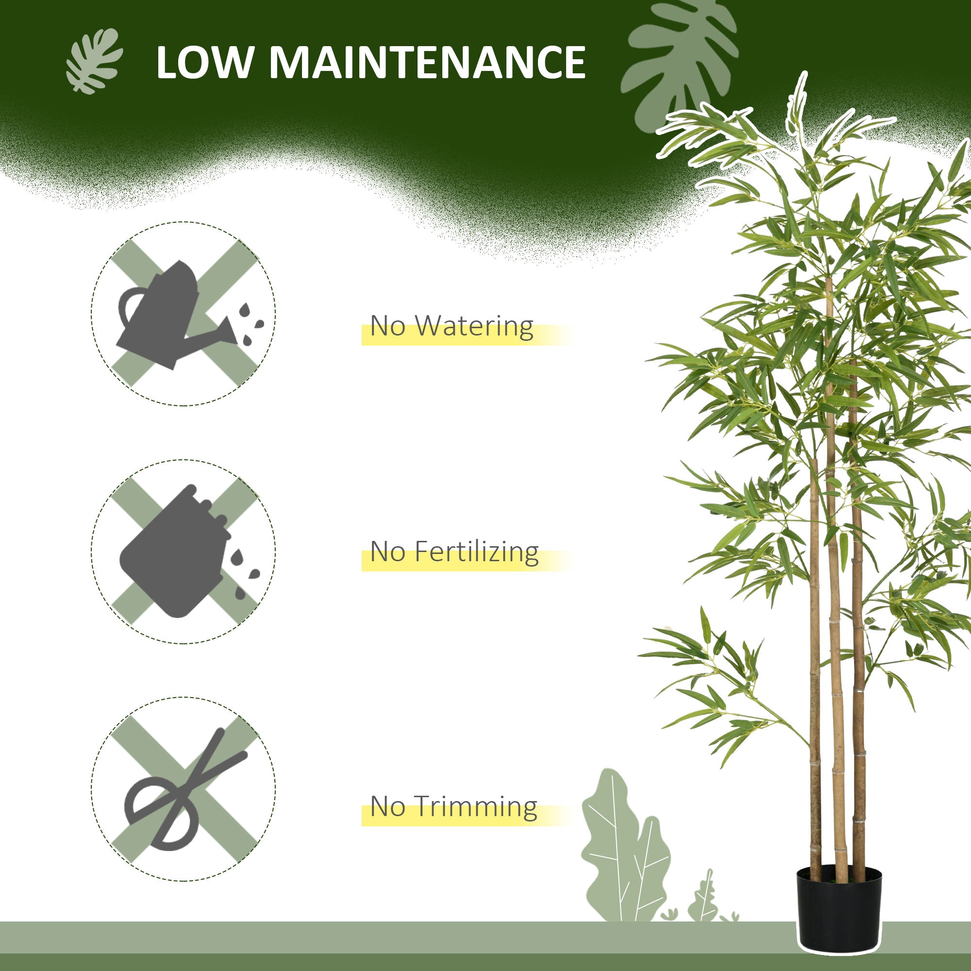 6' Artificial Bamboo Tree, Potted Indoor Outdoor Fake Plant for Home Office