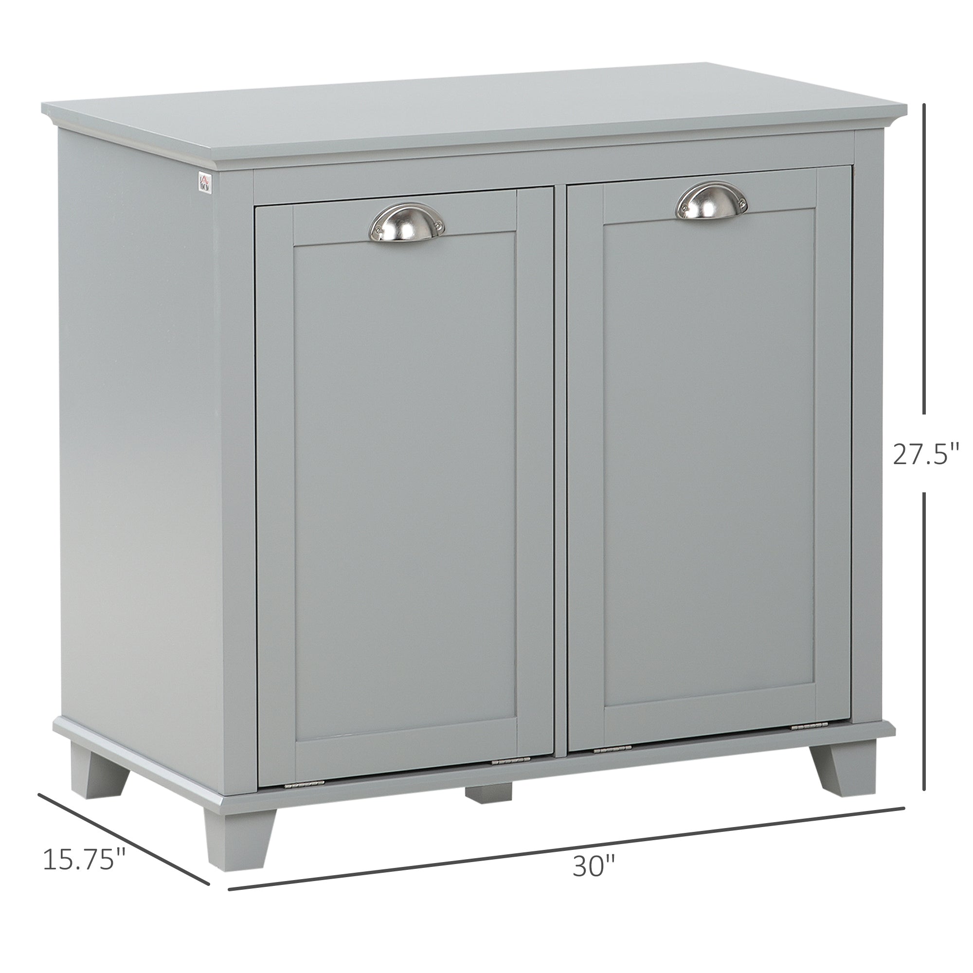 Compact Dual Tilt-Out Laundry Hamper Cabinet, 2-Compartment Storage, Modern Design, Gray - HOMCOM