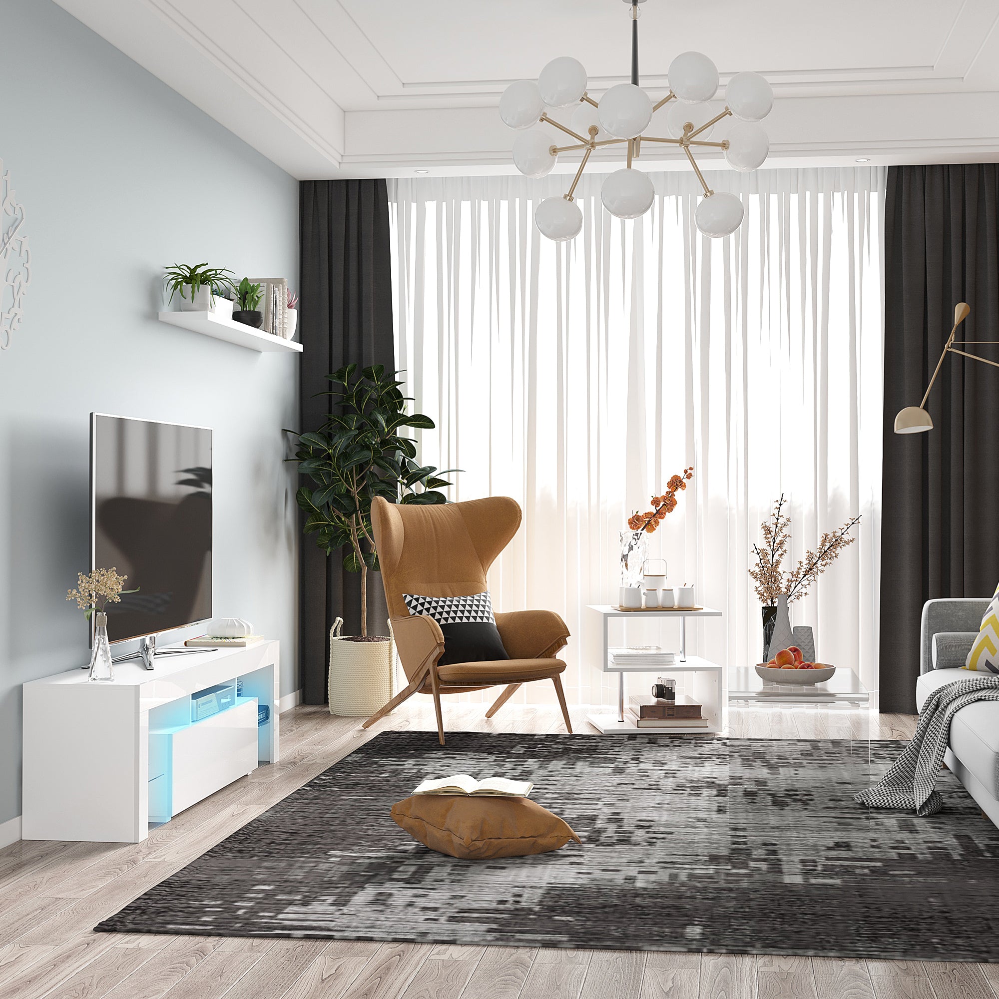 32" Long Rectangle All Acrylic 15mm Thick Waterfall Coffee Table, Clear