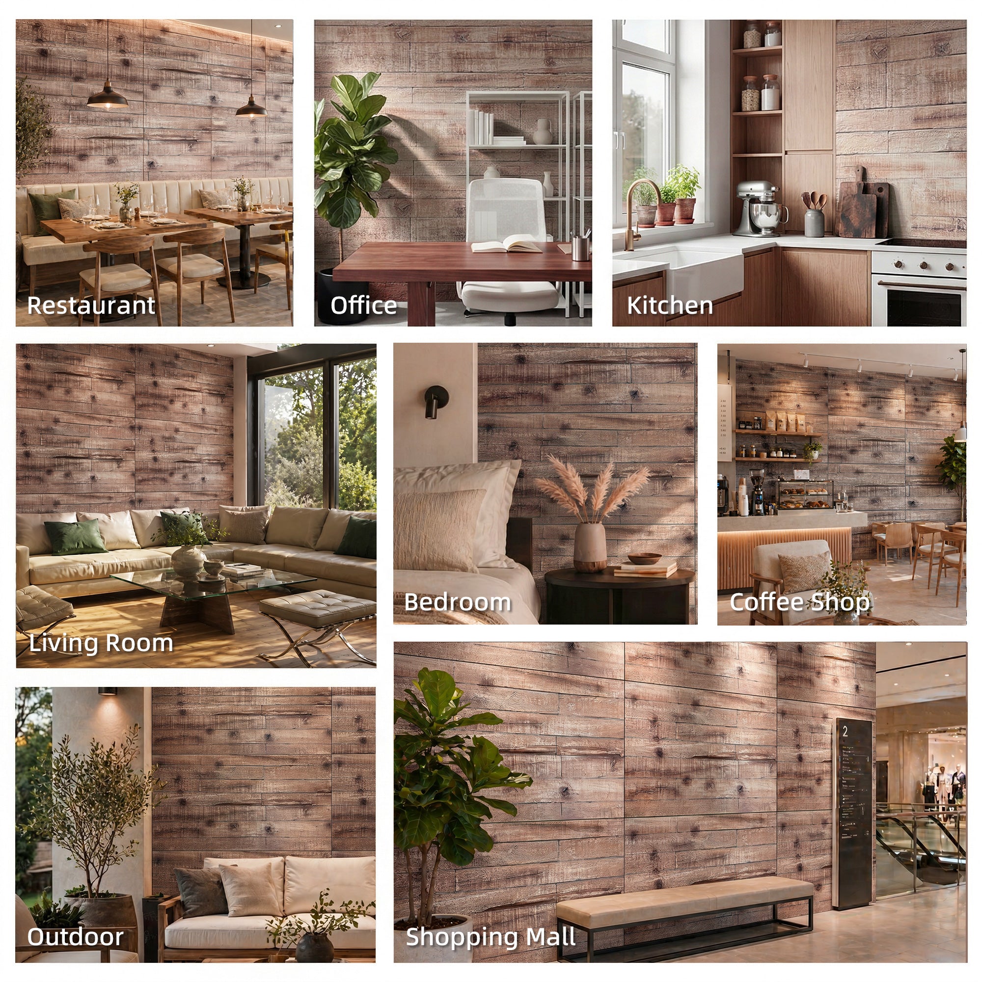 8-Pack 3D Faux Wood Wall Panels, Lightweight Polyurethane Panels for Interior and Exterior Accent Walls, Water-Resistant, 4' x 2', Cover 61.8 Sq.Ft., 0.6" Thick, Gray Wood Grain