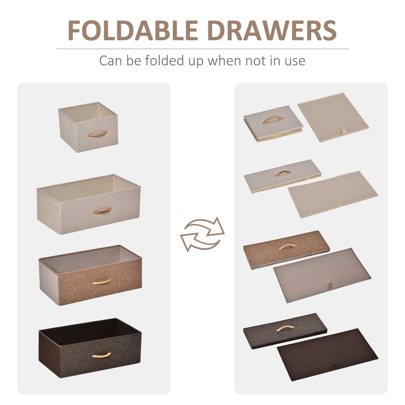 5-Drawer Dresser, Fabric Drawers, 4-Tier Storage Organizer for Bedroom Entryway, Tower Unit with Steel Frame Wooden Top, Maple Wood