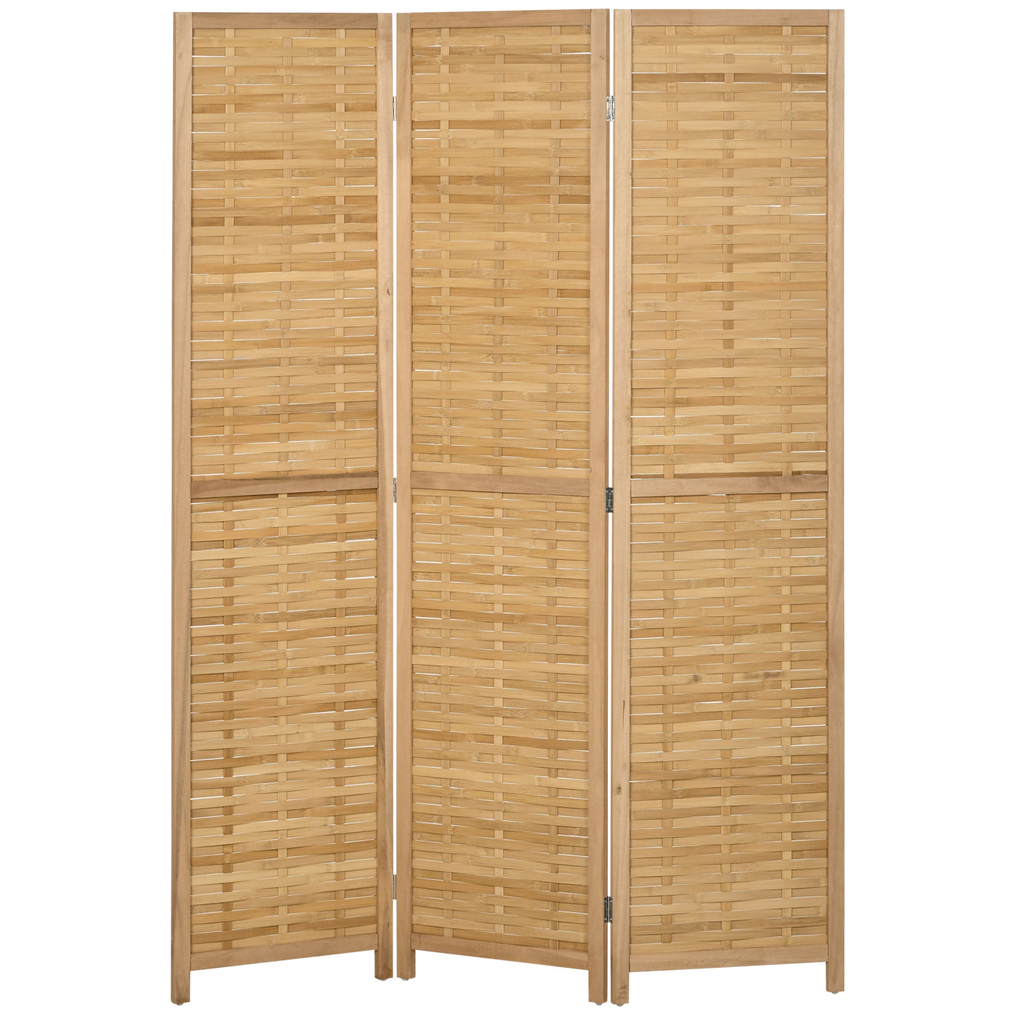 3 Panel Hand Woven Room Divider, Bamboo Folding Privacy Screen, 47.25"x67"x0.75"