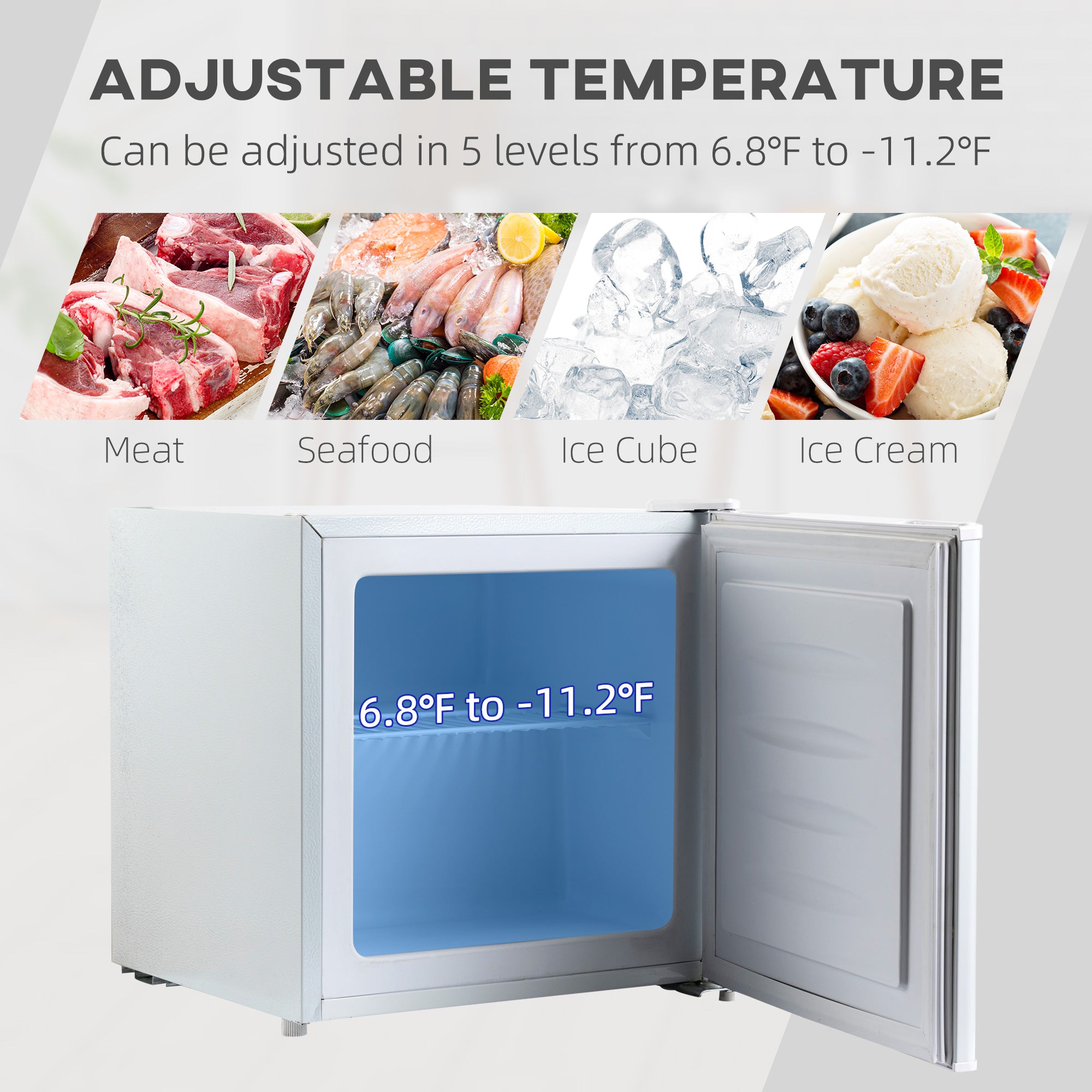 1.1 Cu Ft Countertop Mini Freezer, Compact Upright with Removable Shelves, White - HOMCOM