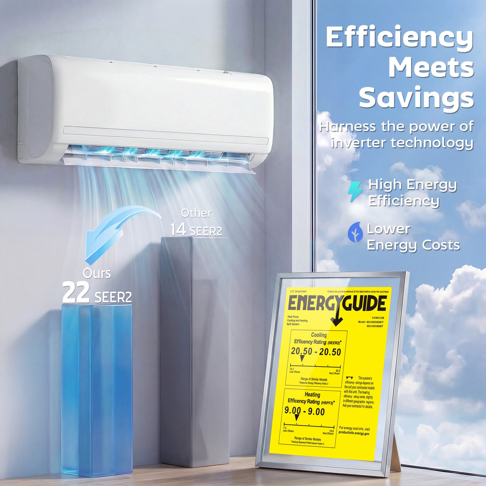 12000 BTU Mini Split Air Conditioner and Heat Pump, 22 SEER2 115V Energy Efficient Ductless Inverter AC Unit Cools up to 750 Sq.Ft, Complete Installation Kit