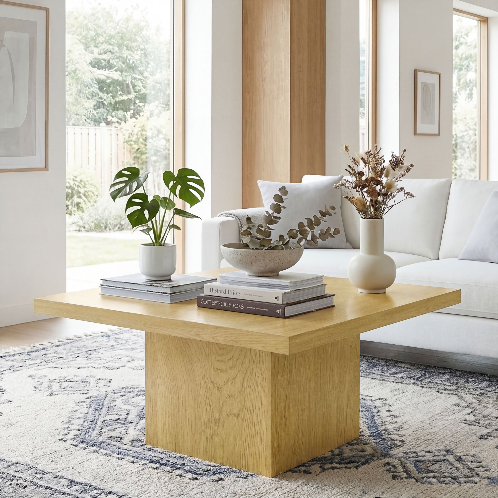 Square Coffee Table, Center Table with 1.6" Thick Tabletop for Living Room, Easy Assembly, 31.5"x31.5", Light Brown