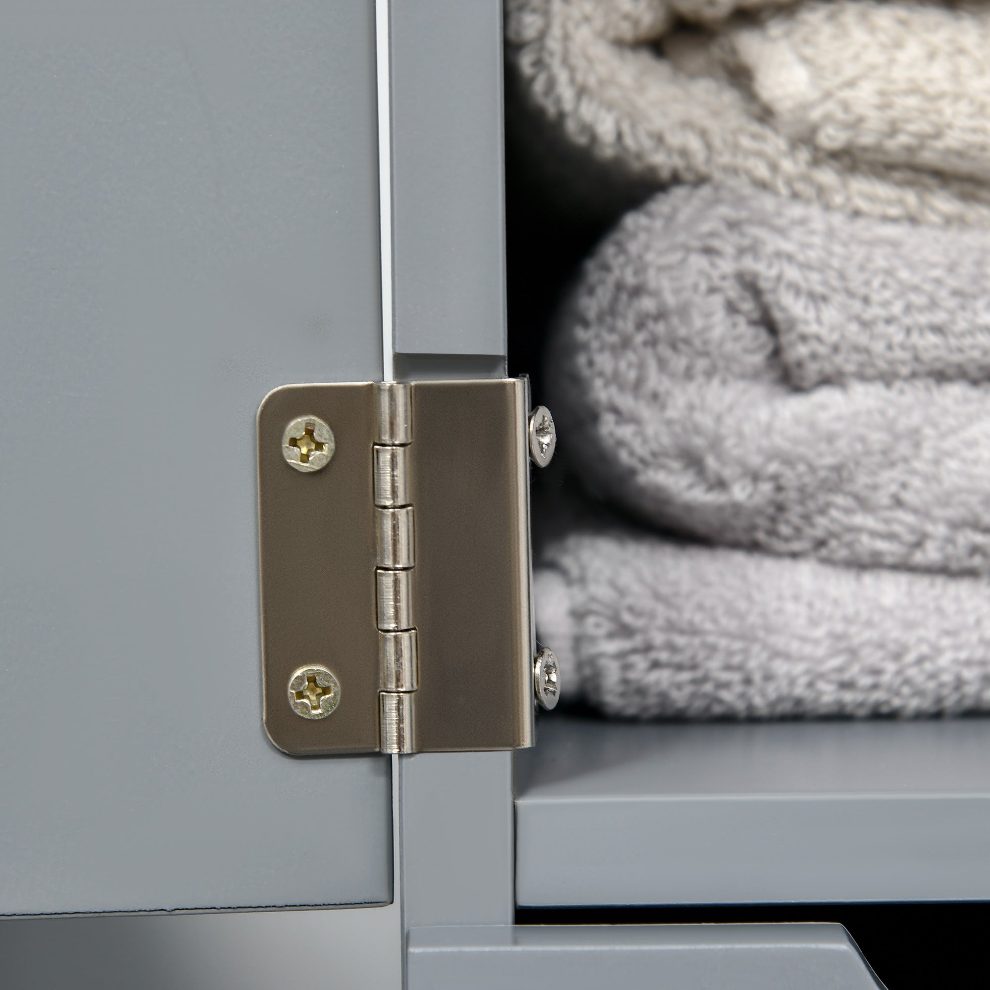 54" Tall Bathroom Storage Cabinet, Freestanding Linen Tower w/ 2 Tier Shelf & Drawers, Grey