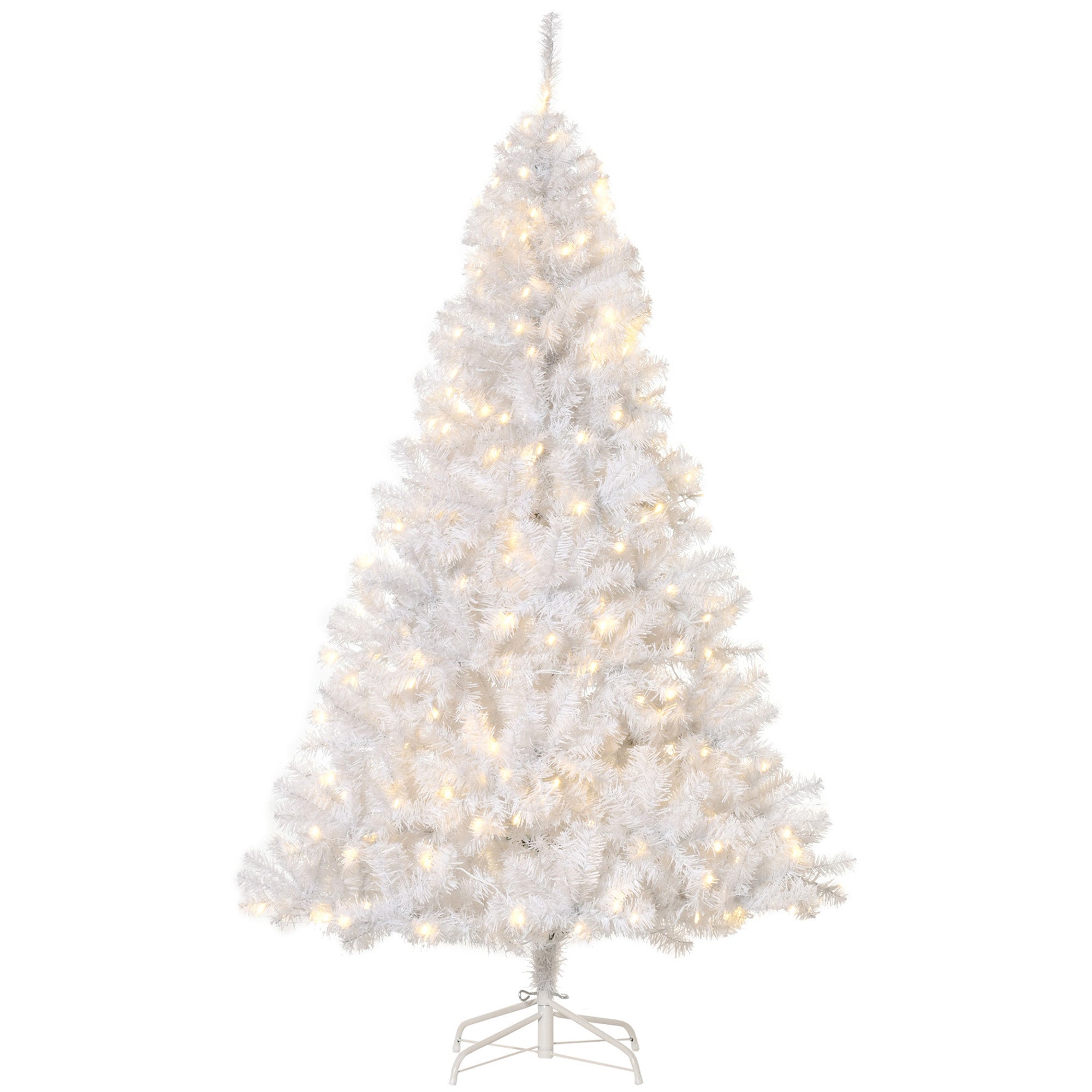 6' Tall Prelit Christmas Tree Douglas Fir Artificial Christmas Tree with Realistic Branches, 250 Warm White LED Lights and 1000 Tips, White