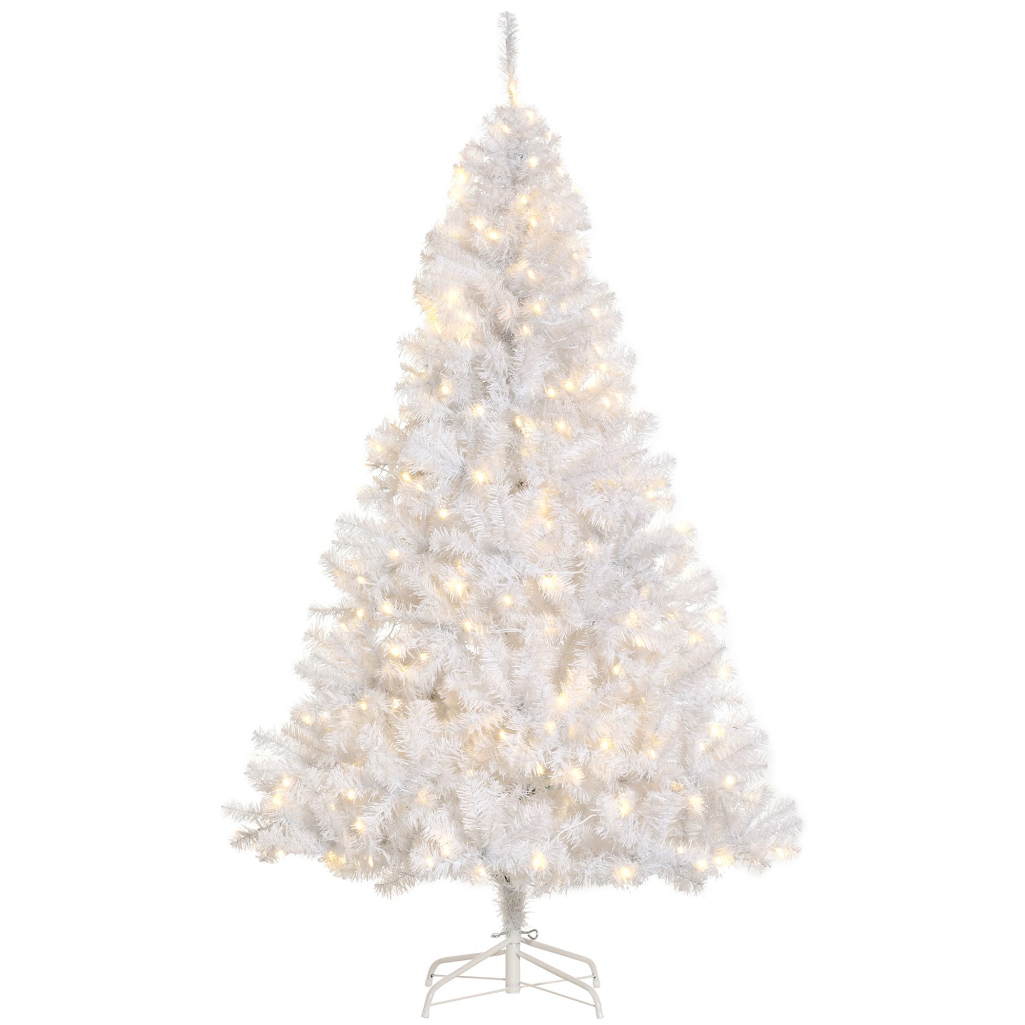6' Tall Prelit Christmas Tree Douglas Fir Artificial Christmas Tree with Realistic Branches, 250 Warm White LED Lights and 1000 Tips, White