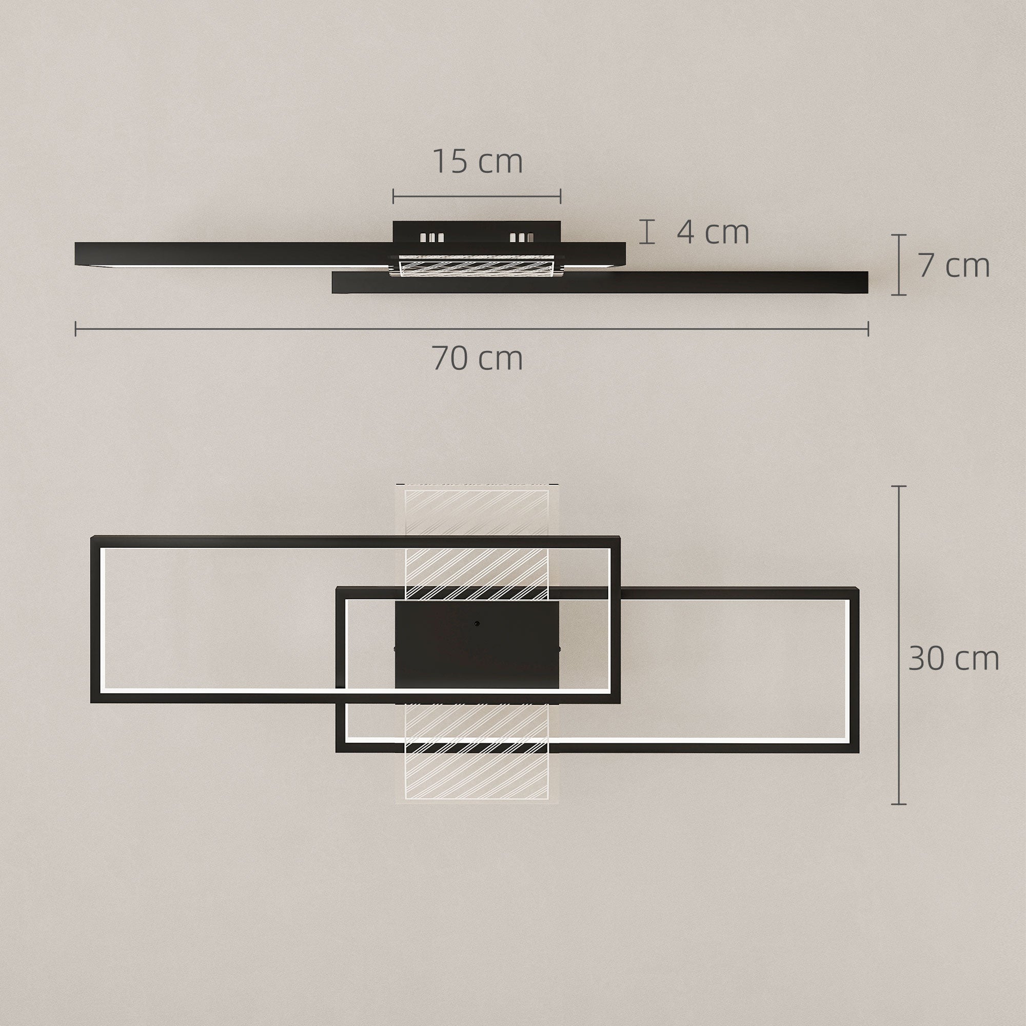 LED Ceiling Light, Modern Dimmable Ceiling Light with Wall Switch & Remote Control, Flush Mount Ceiling Lamp with 3000-6000K Colour Temperatures for Living Room, Bedroom, Black
