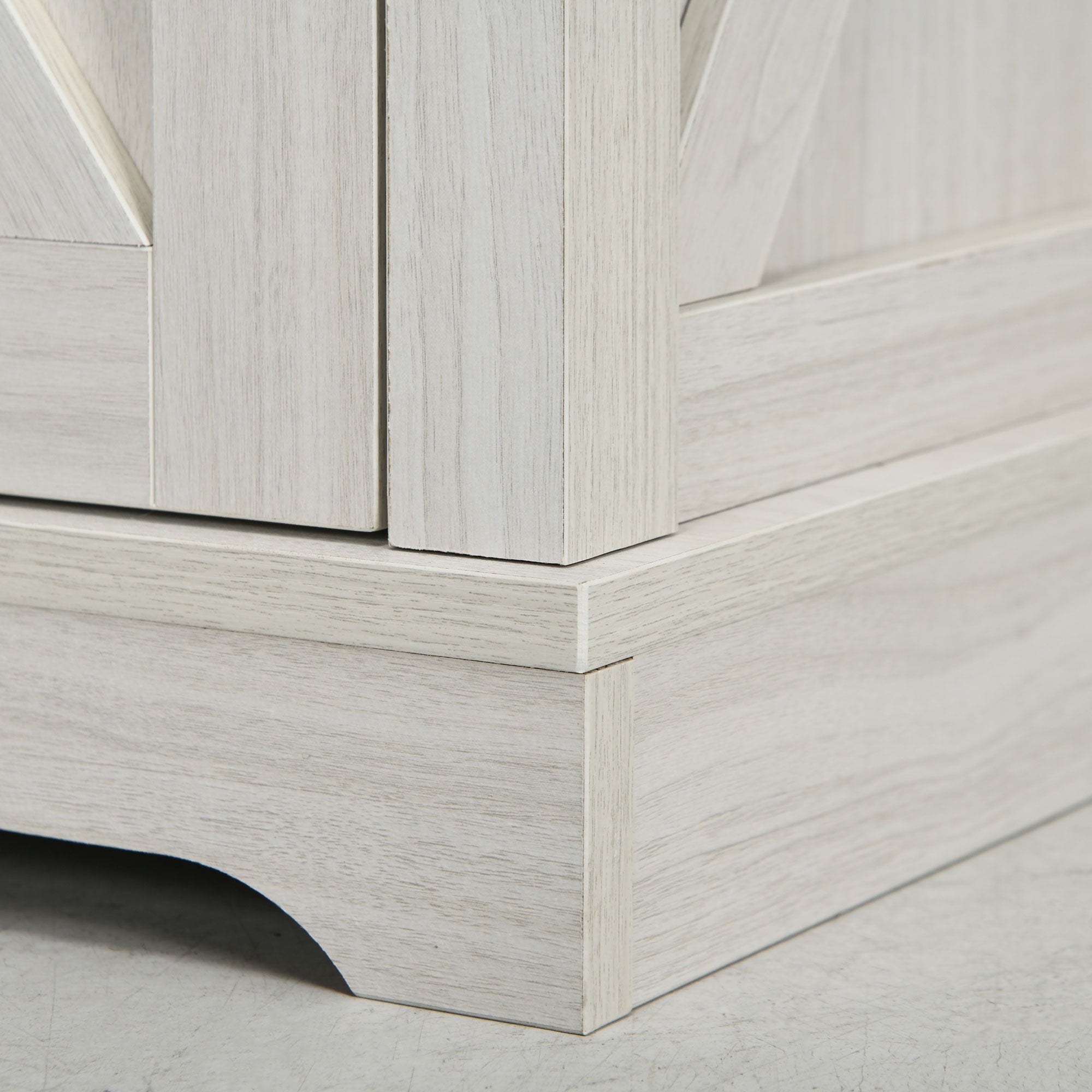 Farmhouse Storage End Table, Side Table w/ Charging Station & USB Ports, White