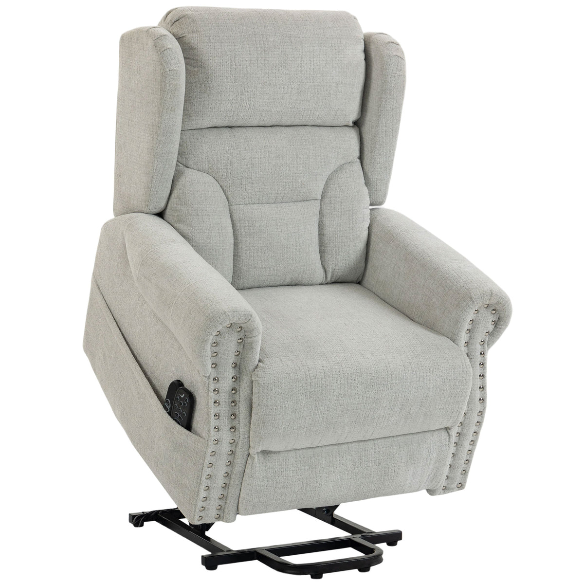 Riser Recliner Chair with Vibration Massage and Heat, Chenille Electric Power Lift Recliner Chair for Elderly with Spring Cushion, USB Port, Plush High Back, Remote, Side Pockets, Light Grey