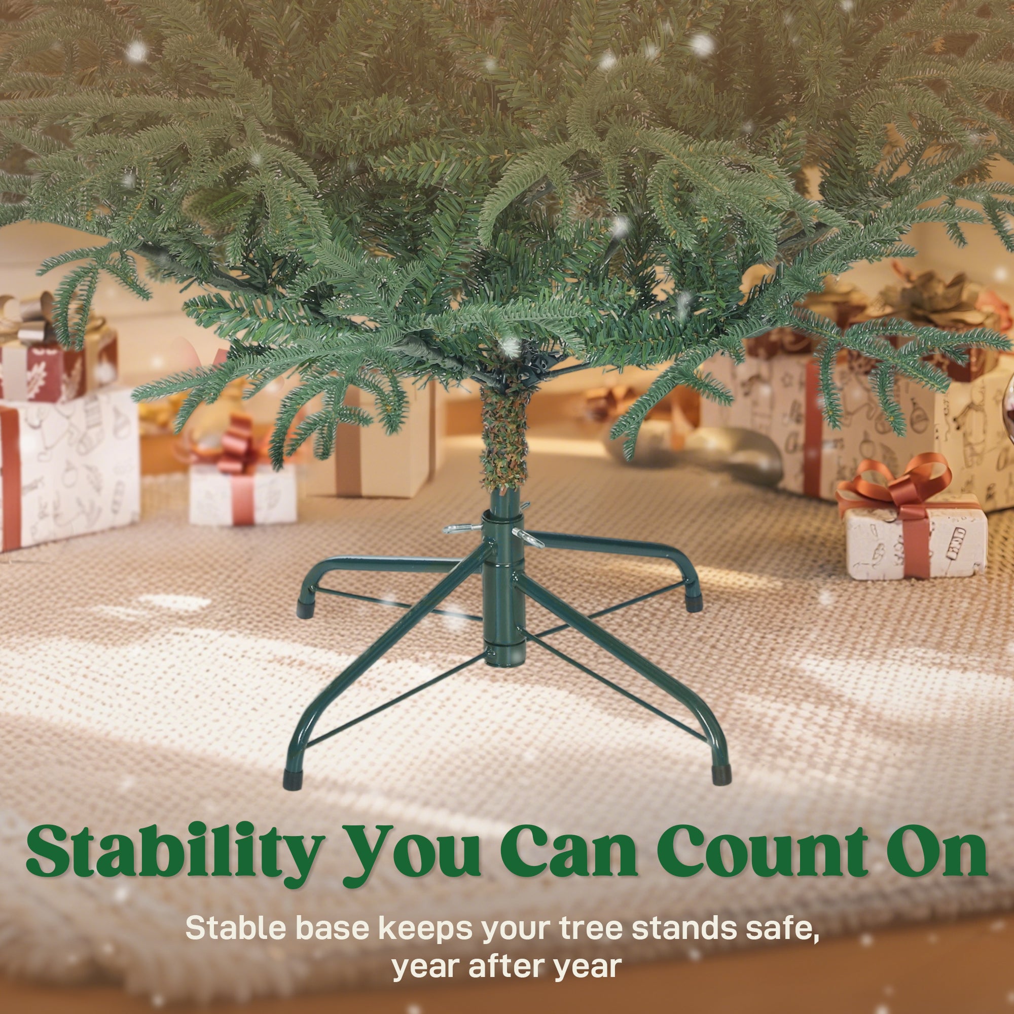 5 ft Artificial Christmas Tree with 1375 Realistic Dense Branches, Full Spruce, Hinged Xmas Tree with Metal Stand, Easy Assembly, Green