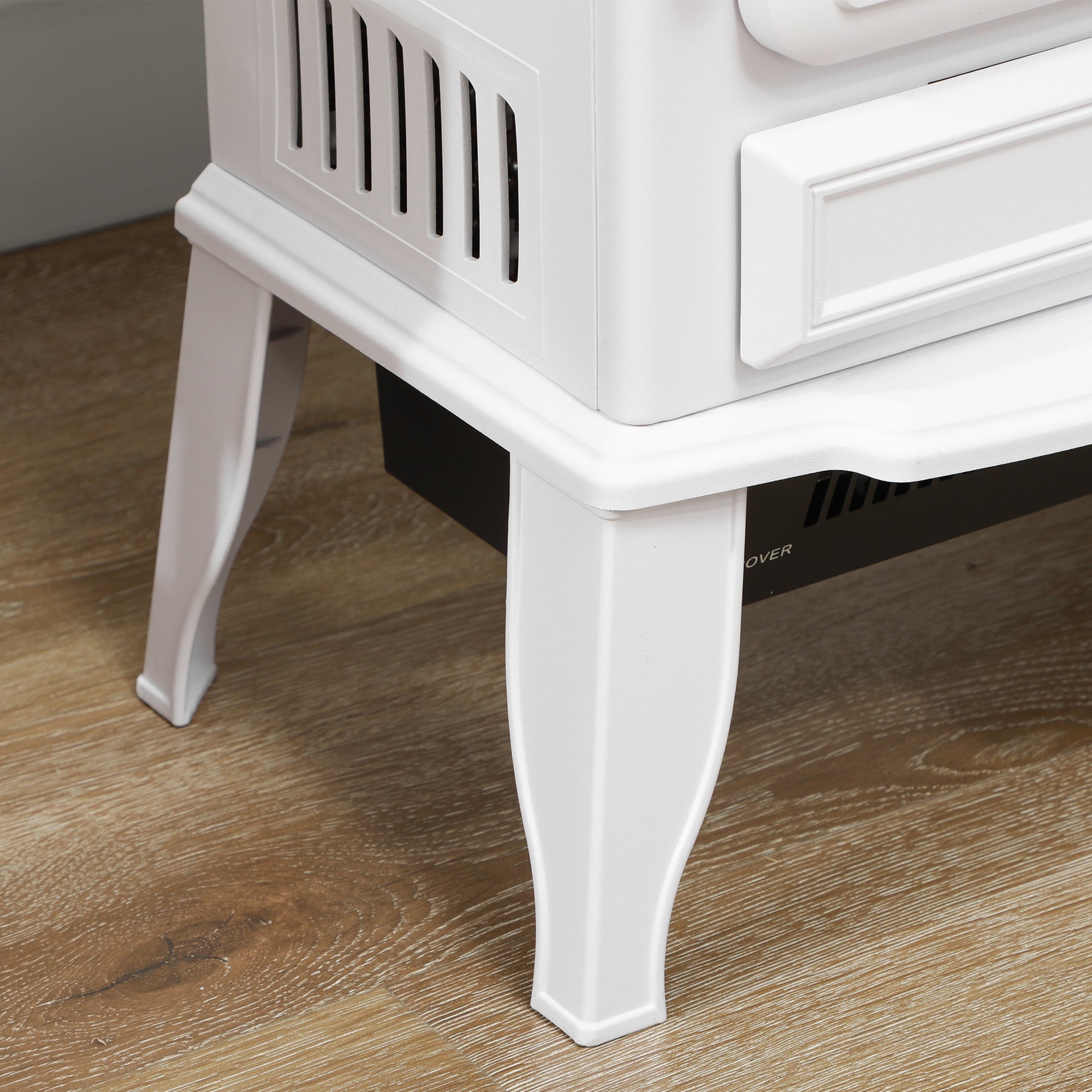 22" Electric Fireplace Stove, 1500W Freestanding Fireplace Heater with Adjustable Temperature, Overheat Protection, Adjustable Brightness, White