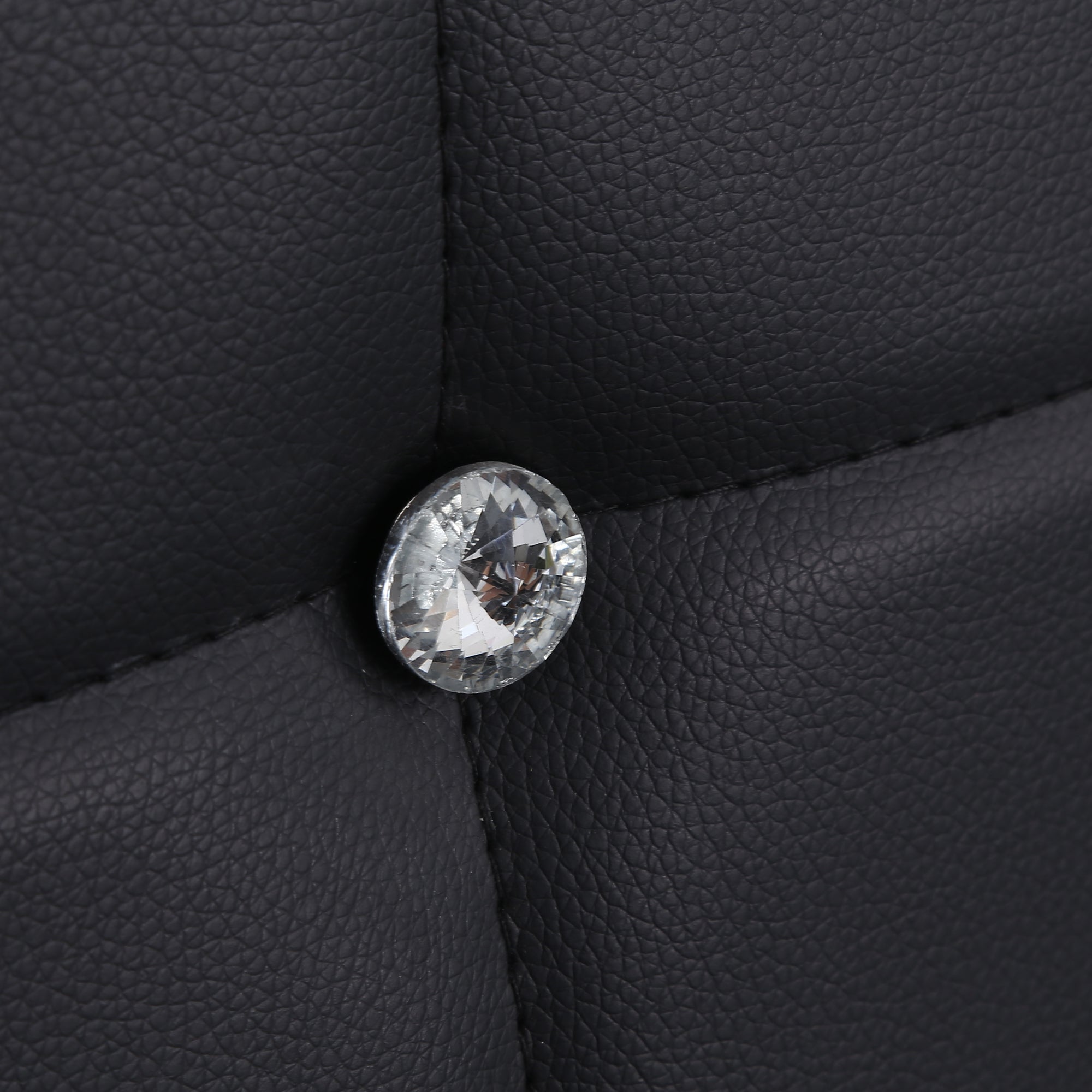 HOMCOM Modern Dining Chairs Set of 6, Upholstered Faux Leather Kitchen Chairs with Crystal Tufting and Metal Legs for Living Room, Dining Room, Bedroom, Black