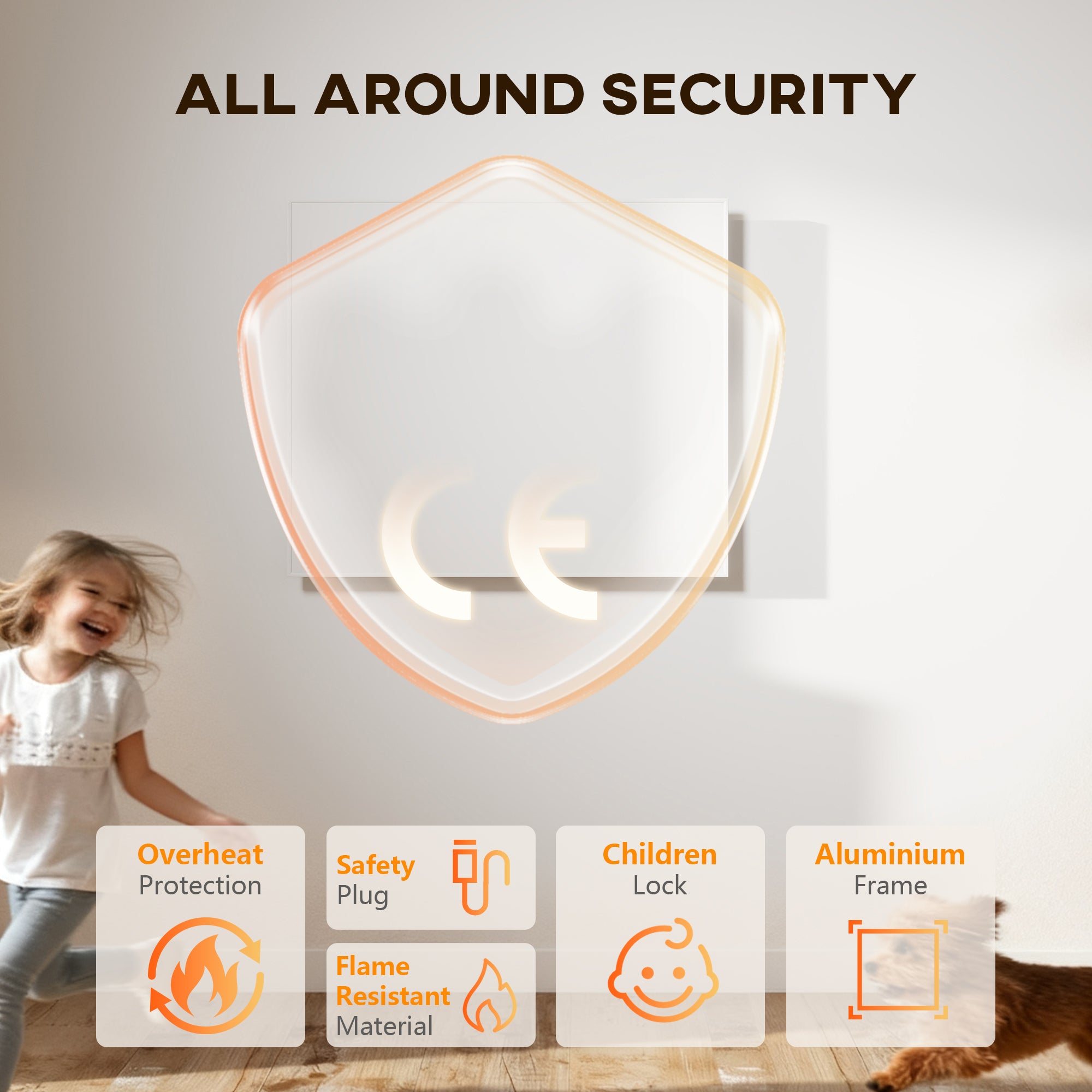 Wifi Enabled Smart Electric Heater, 520W Far Infrared Panel Heater, Low Energy, Voice Control, Adjustable Thermostat, Weekly and 12H Timer, Wall Mounted Radiator, Overheat Protection, White