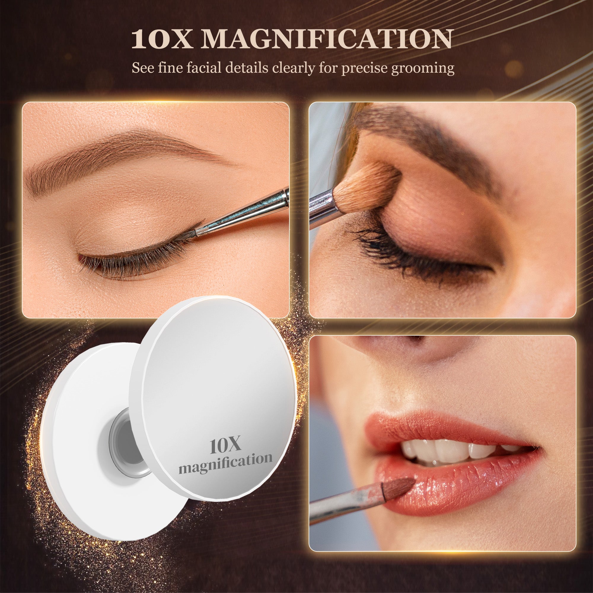 Vanity Mirror with Lights, Dimmable Makeup Mirror with Adjustable Colour Temperature, RGB Light, Bluetooth Speaker, 10X Magnification, Touch Control, 80 x 60 cm, Tabletop & Wall-Mounted, White