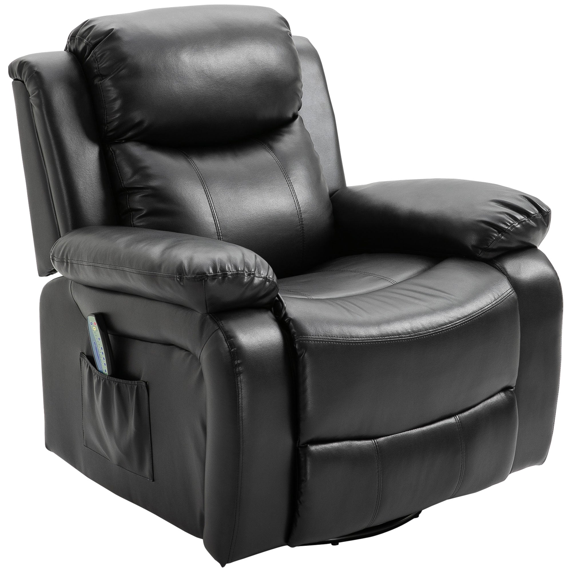 PU Leather Massage Recliner Chair Swivel Rocker Sofa with Remote Control Footrest Black