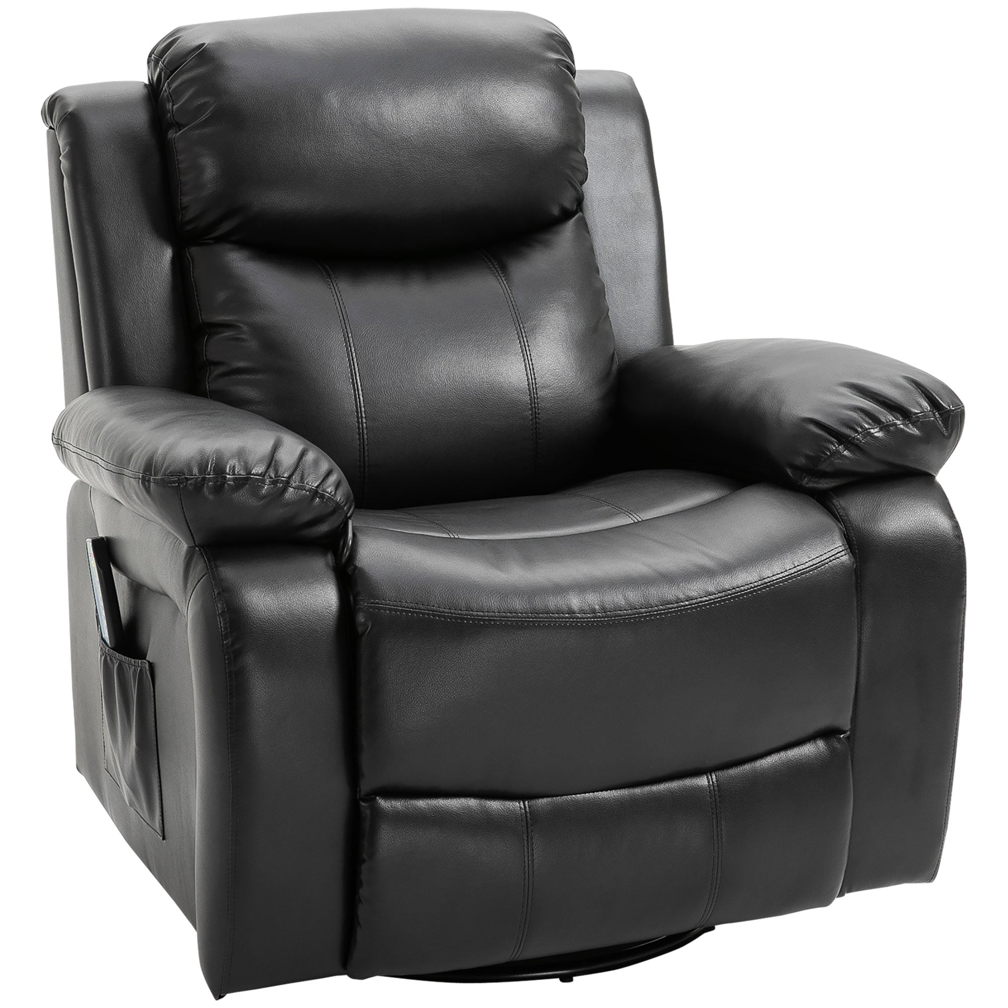 PU Leather Massage Recliner Chair Swivel Rocker Sofa with Remote Control Footrest Black