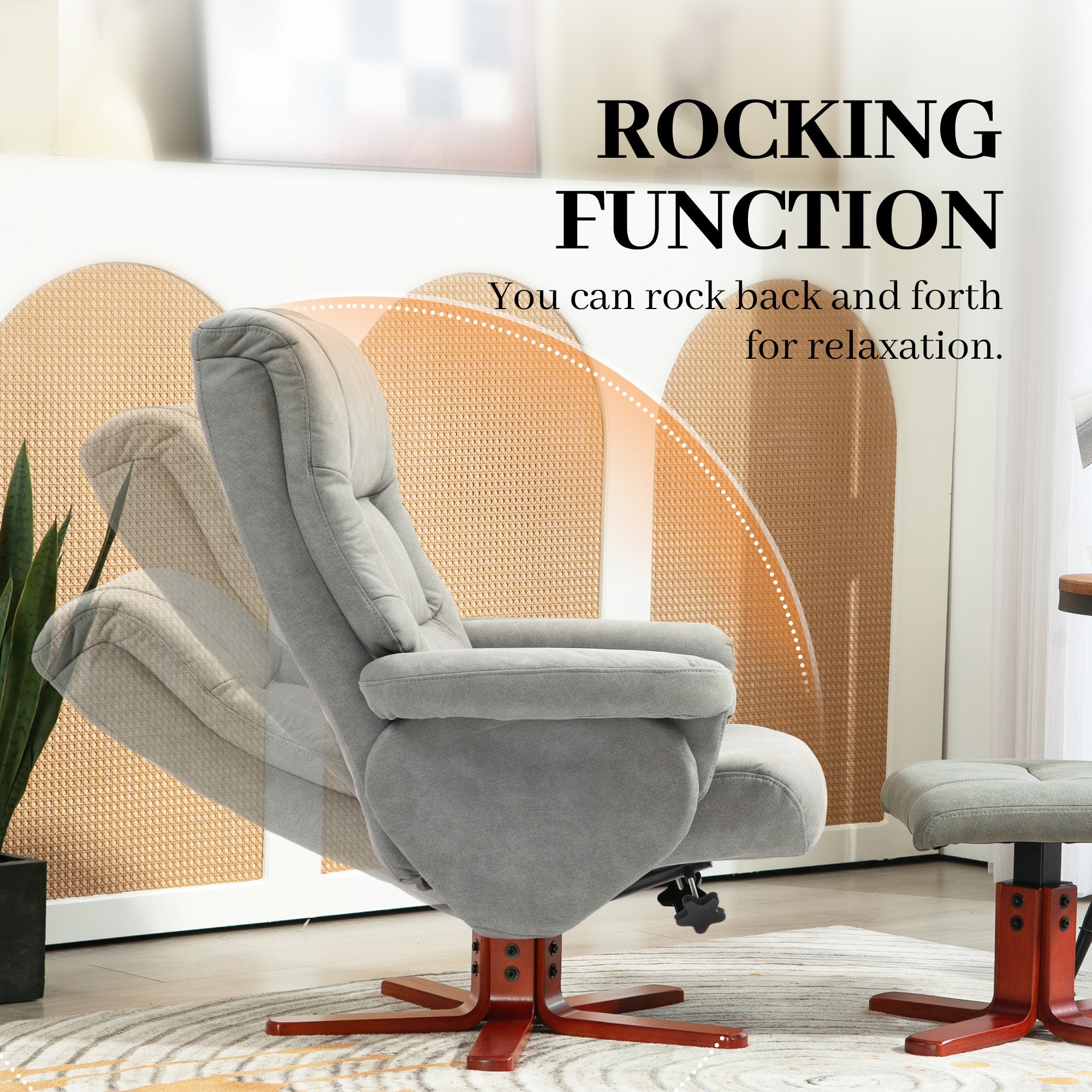 HOMCOM Recliner Chair with Footstool, Upholstered Armchair with Adjustable Backrest, Leisure Lounge Chair for Living Room, Bedroom, Grey