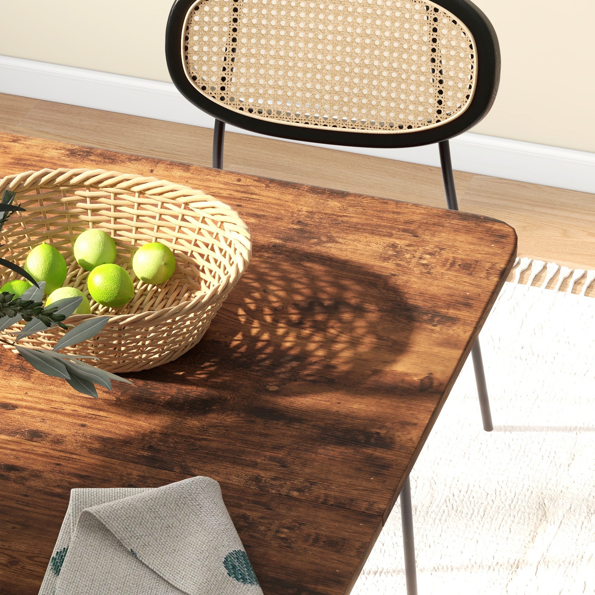 Mobile Drop Leaf Table, Folding Dining Table with 6 Wheels & Storage Shelf for Small Spaces, Kitchen, Dining Room, Rustic Brown