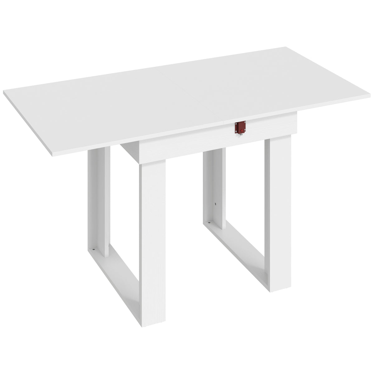 Folding Dining Table for 4 with Under-Table Storage, 70-140 cm Modern Extendable Kitchen Table with Steel Rail, Space-Saving for Kitchen, Dining Room, White