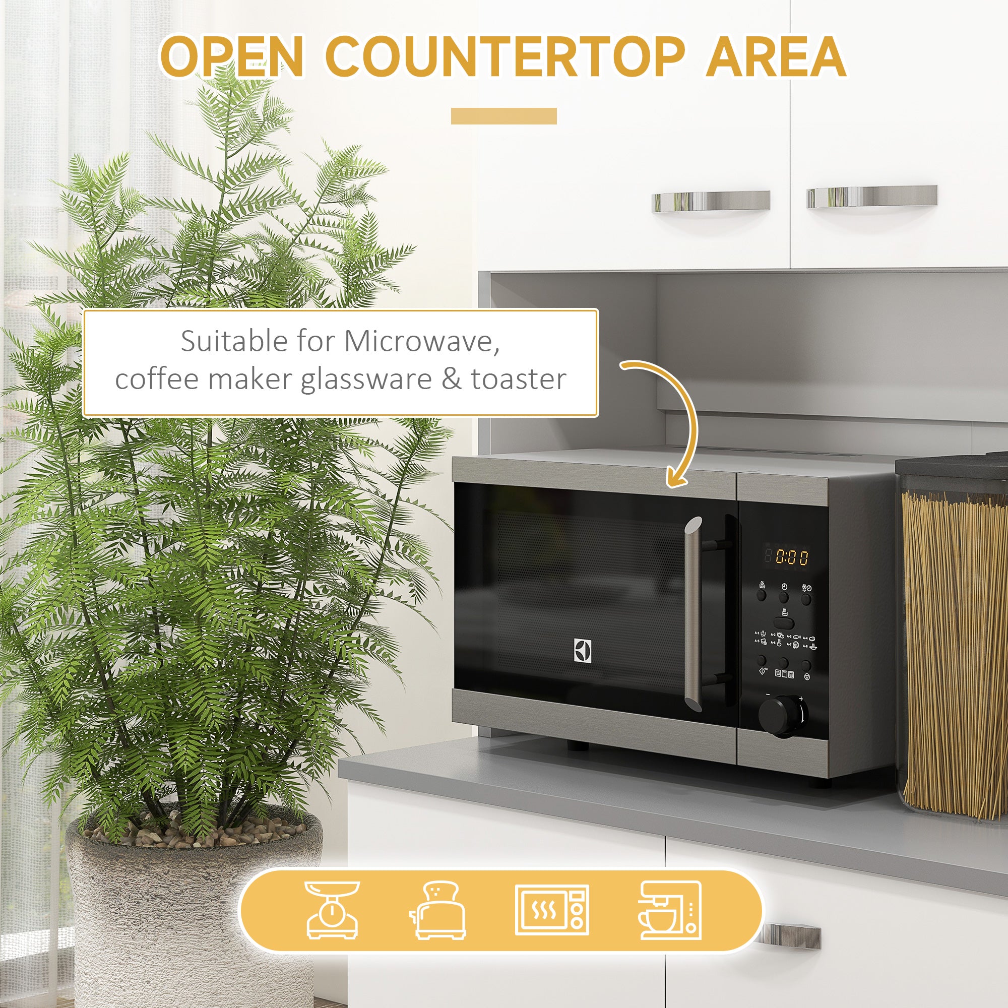 71" Buffet with Hutch, Storage Pantry w/ 6 Doors, 3 Adjustable Shelves & Drawer, White