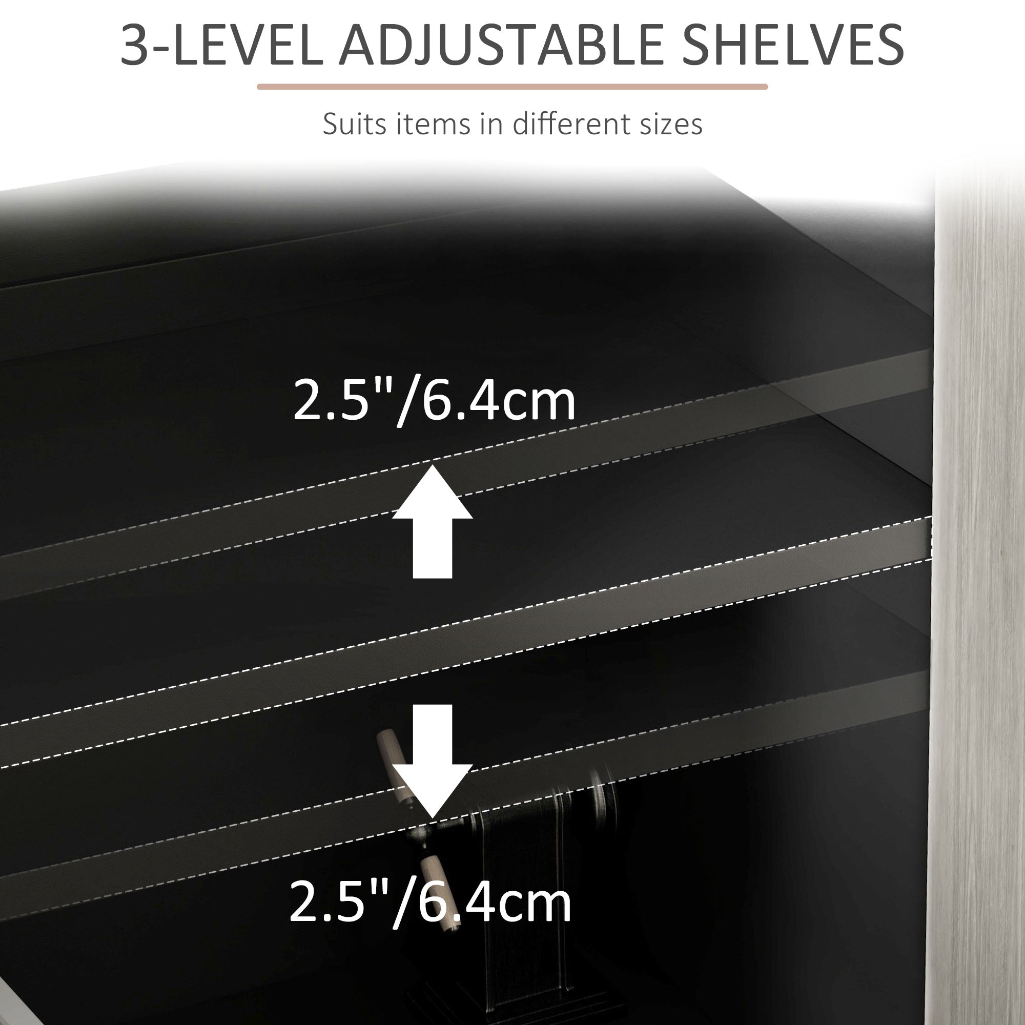 HOMCOM Modern Sideboard with 2 Cupboards, Kitchen Storage Cabinet for Living Room with Adjustable Shelves, 4 Doors and Solid Wood Legs, Black