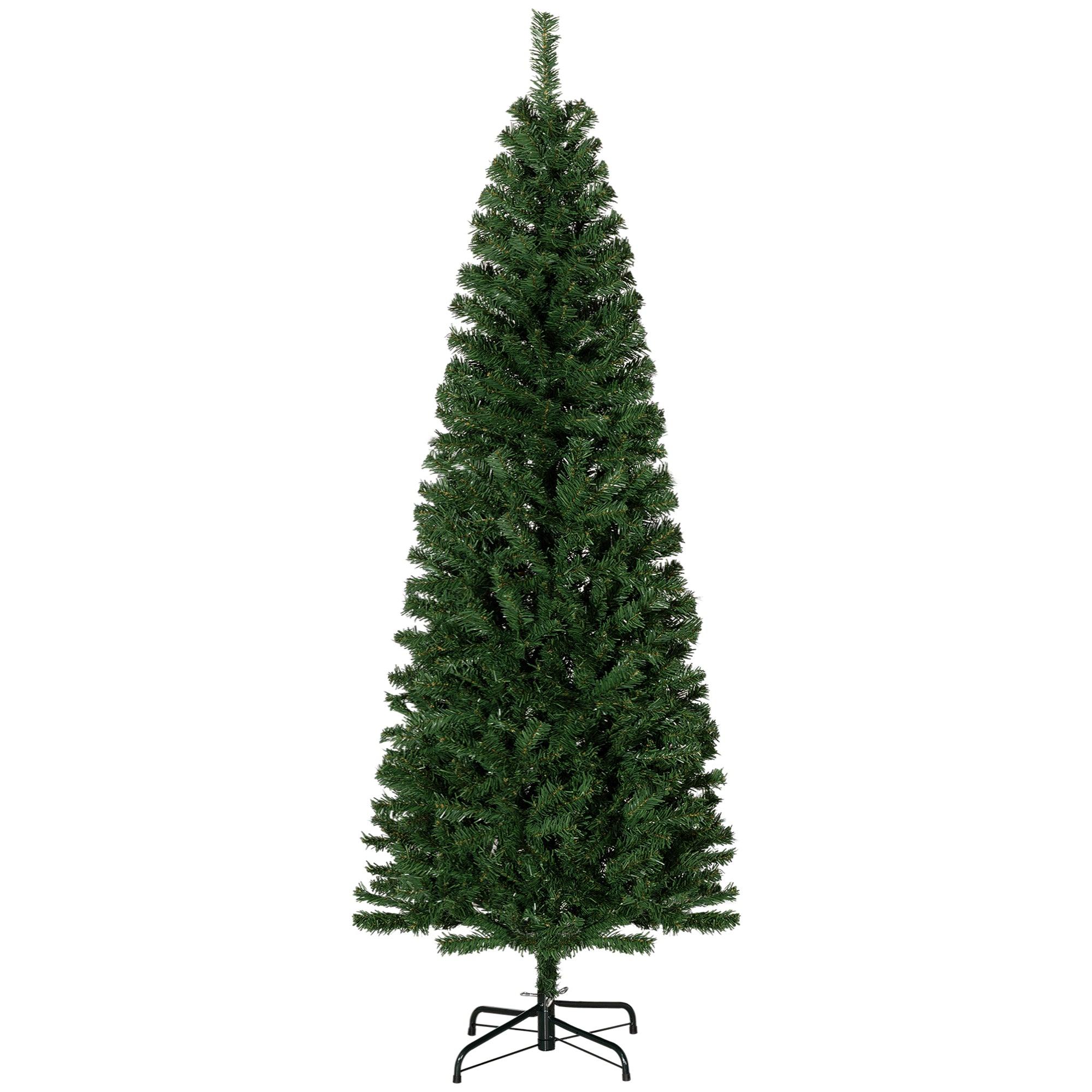 6ft Pencil Christmas Tree, Unlit Artificial Christmas Tree Slim Douglas Fir Xmas Tree with Realistic Branches, Halloween Tree with 618 Tips, Green