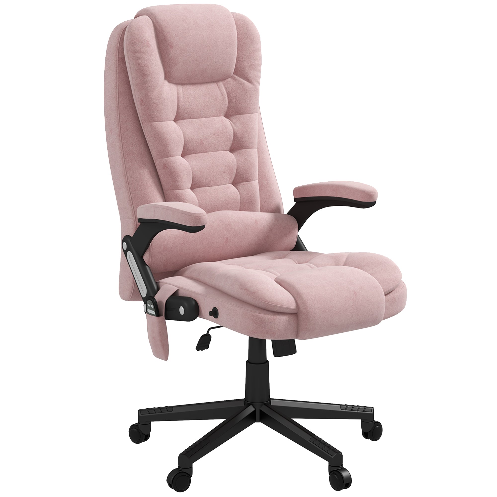6 Points Heated Executive Office Chair, Velvet High Back Massage Office Chair, Pink