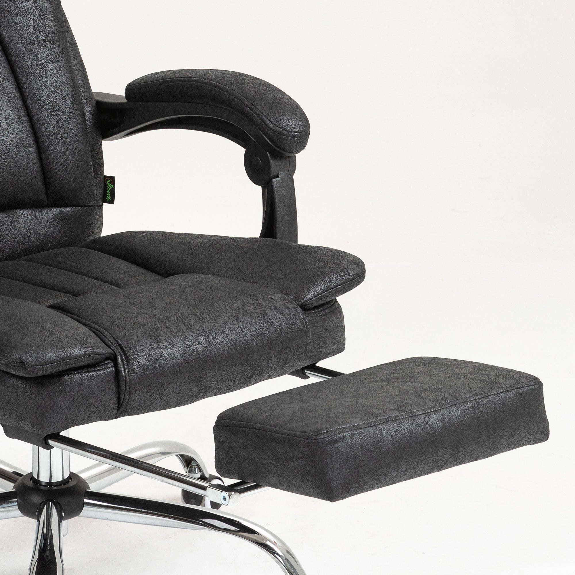 Vinsetto Office Chair, Microfibre Reclining Computer Desk Chair with Footrest and Adjustable Height, Swivel Wheels for Home Office, Black