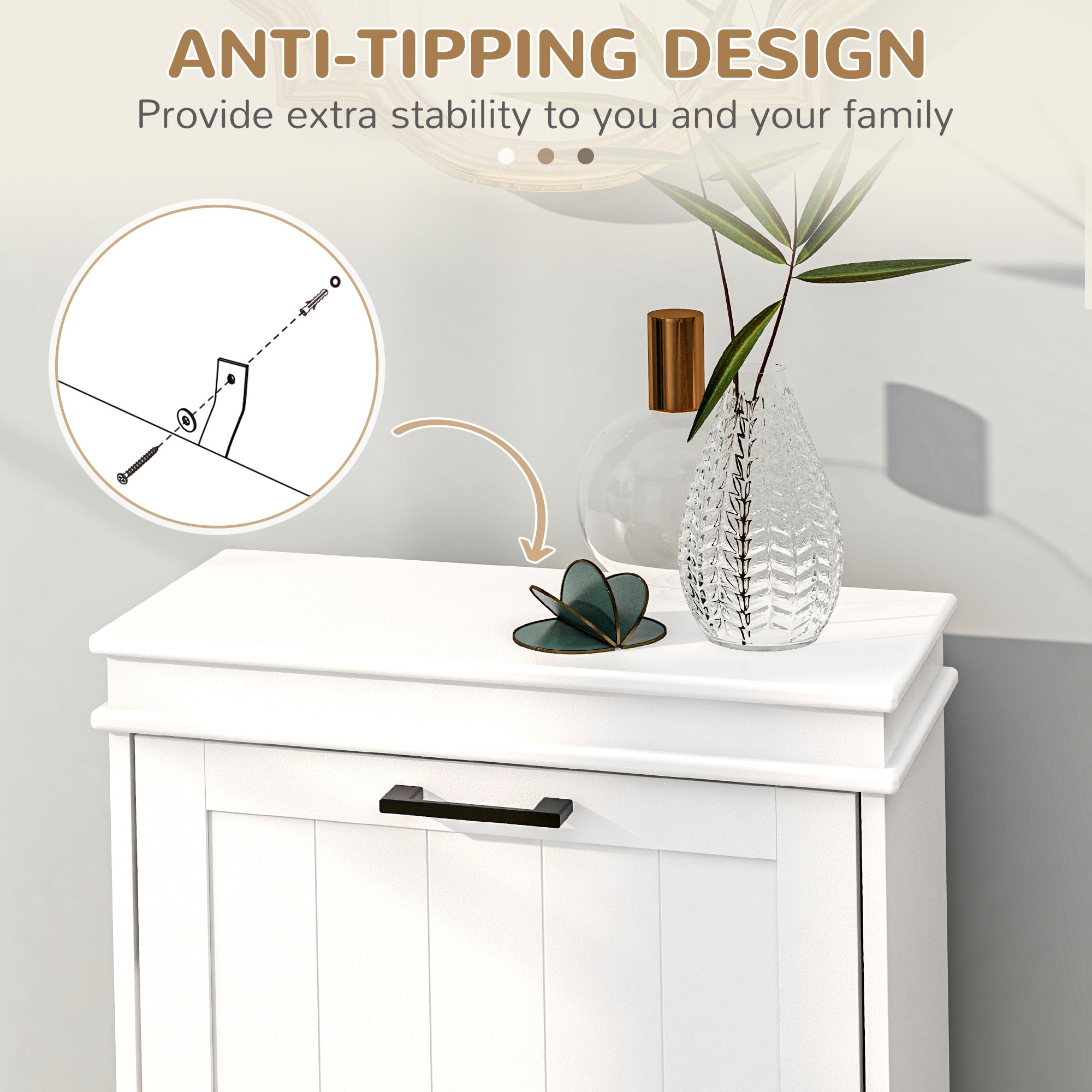 Shoe Storage Cabinet with 2 Flip Drawers for 10 Pairs, Narrow Shoe Organizer, White