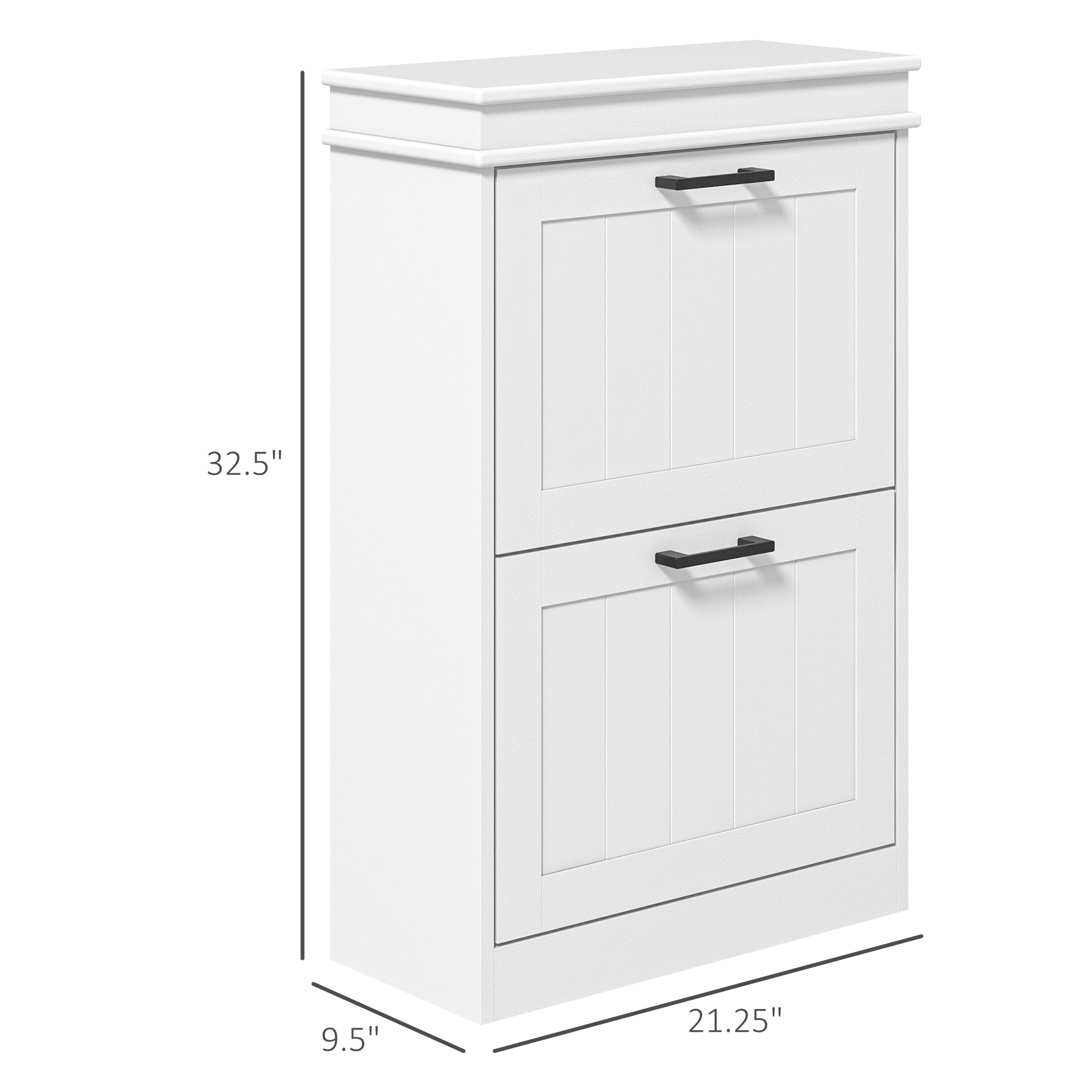 Shoe Storage Cabinet with 2 Flip Drawers for 10 Pairs, Narrow Shoe Organizer, White