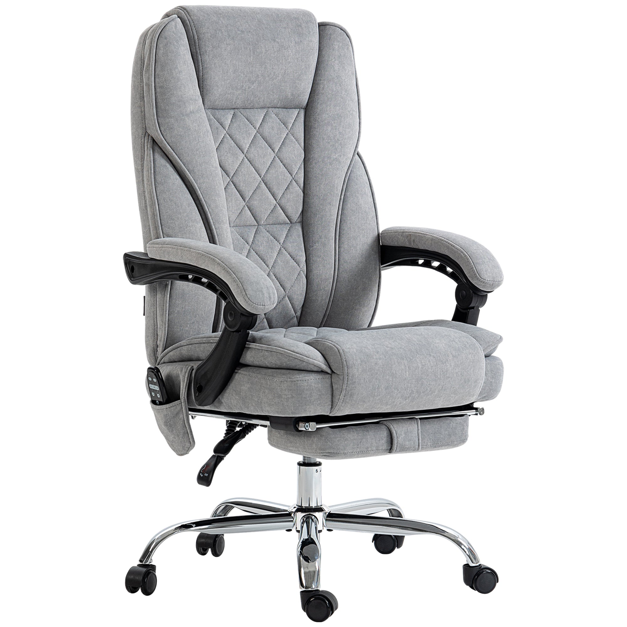 Massage Office Chair, Heated Reclining Computer Chair with Adjustable Height and Footrest, Gray