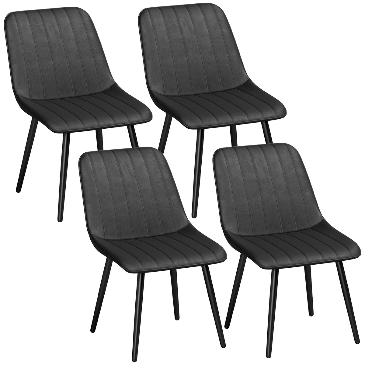 Dining Chairs Set of 4, Modern Faux Leather Upholstered Kitchen Chairs with Metal Legs for Dining Room, Kitchen, Living Room, Black