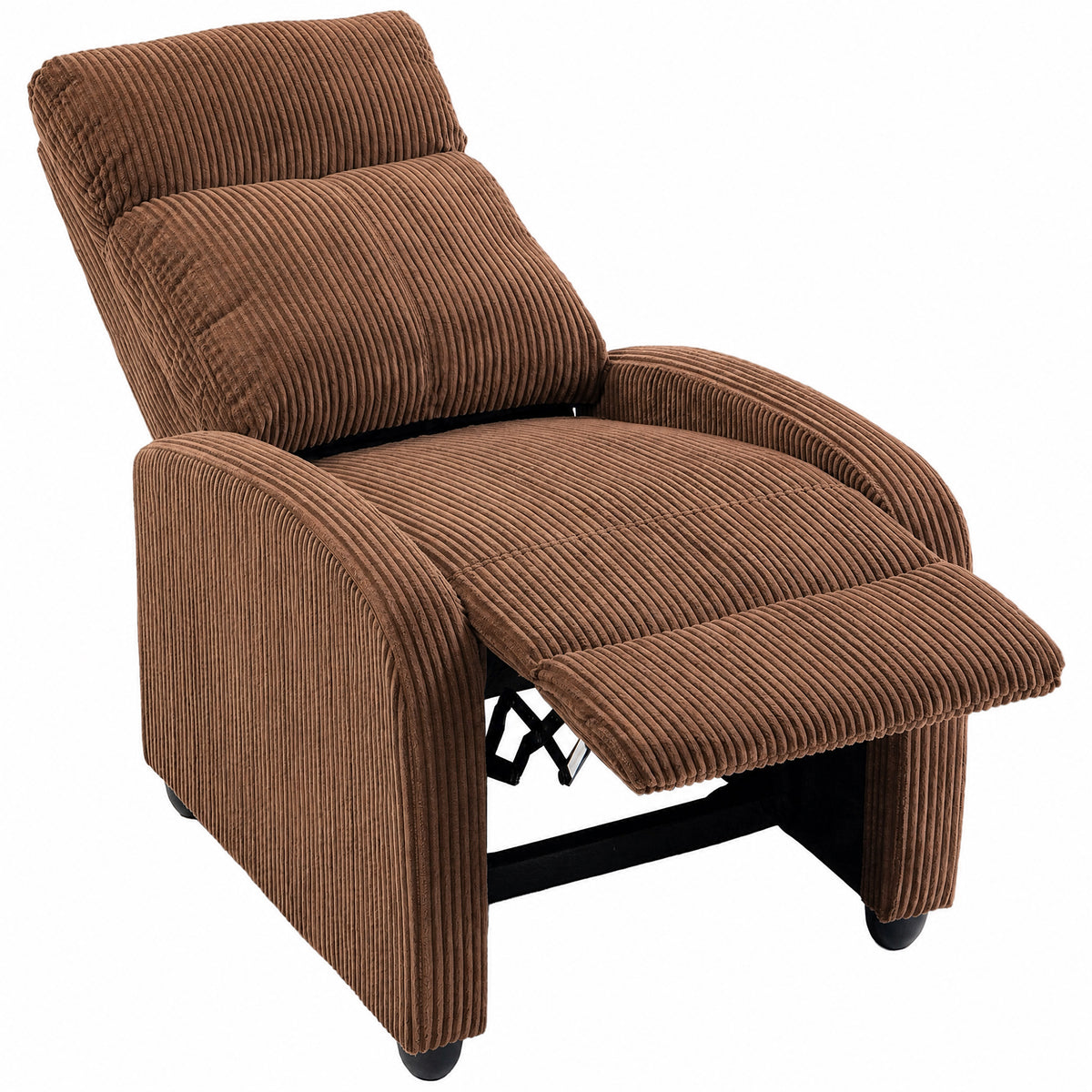 Push Back Recliner Chair, Corduroy Home Theater Seating, Single Reclining Sofa Chair with Padded Seat for Living Room, Brown