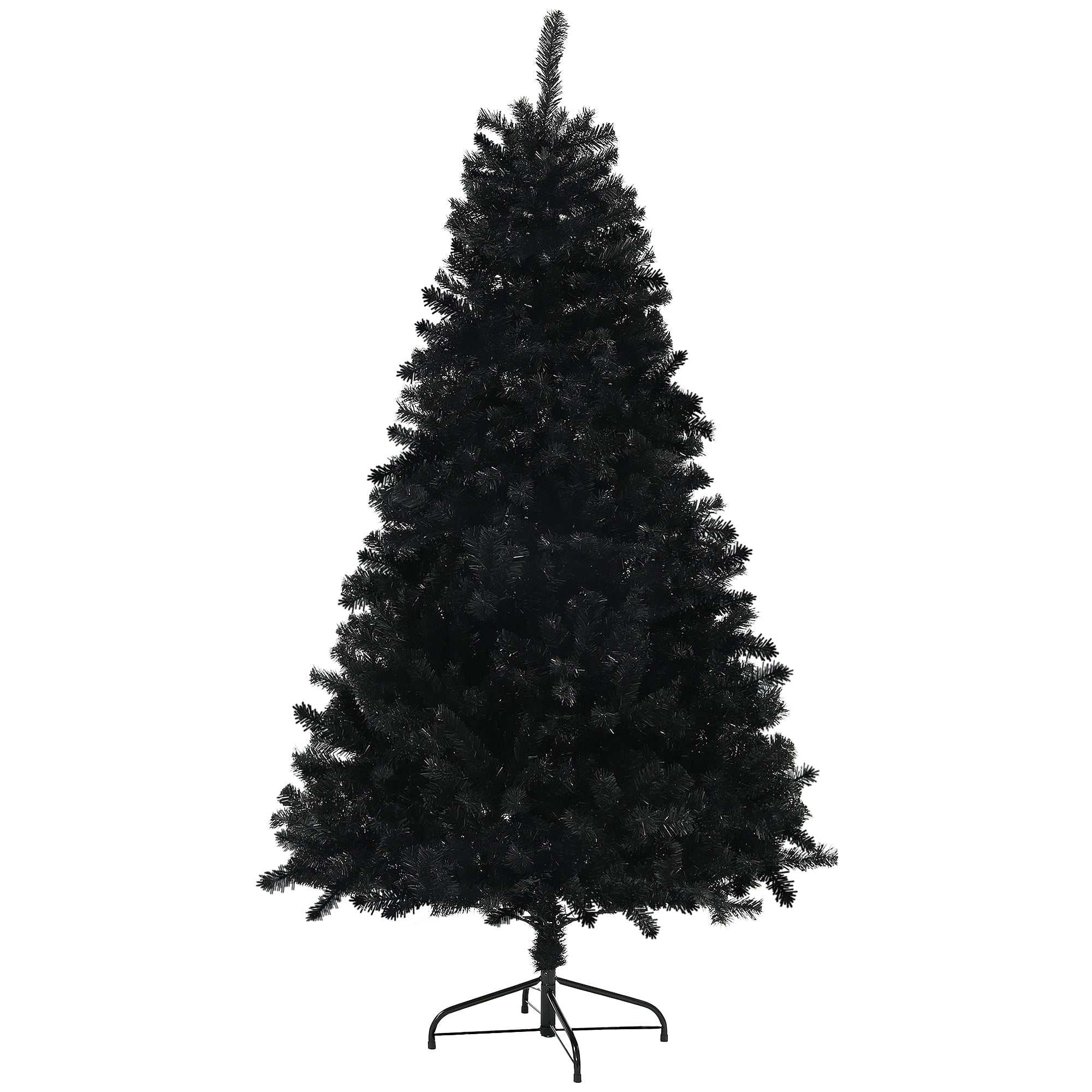 HOMCOM 5ft Unlit Artificial Christmas Tree, Xmas Tree with 700 Branch Tips, Auto Open and Steel Base, Holiday Decoration for Home Office, Black