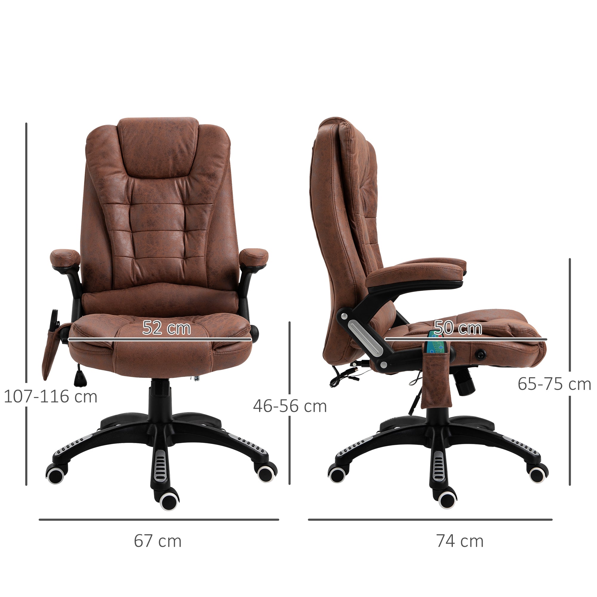 Vinsetto Office Chair, Ergonomic Desk Chair with 6-Point Massage and Back Heated, Microfiber Cloth Computer Gaming Chair with Arms, Lumbar Support, Brown