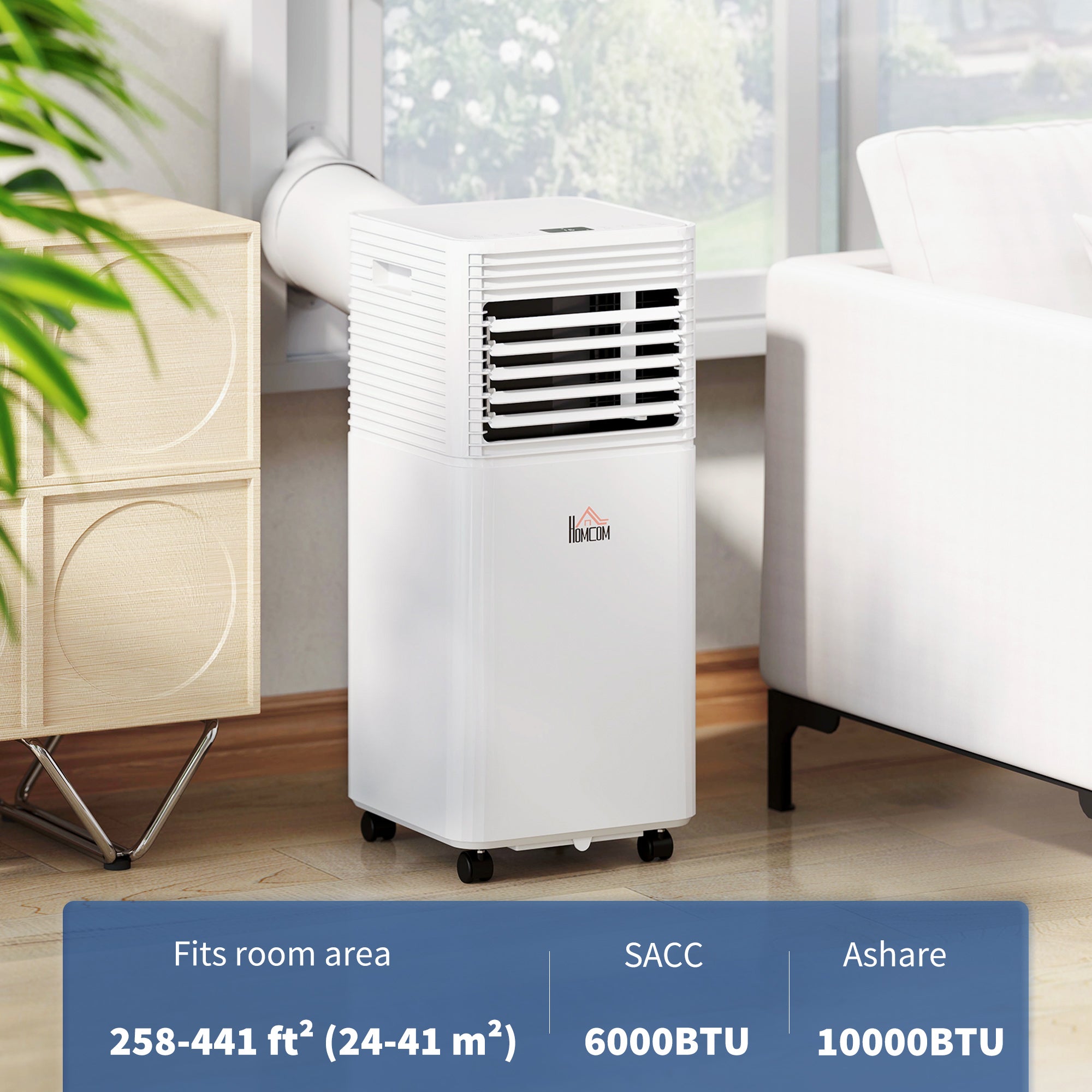 Portable Air Conditioner, 10,000 BTU Portable AC Unit with Dehumidifier & Fan, Sleep Modes, 24H Timer, Remote Control, Rooms up to 441 Sq. ft for Home, Office, White
