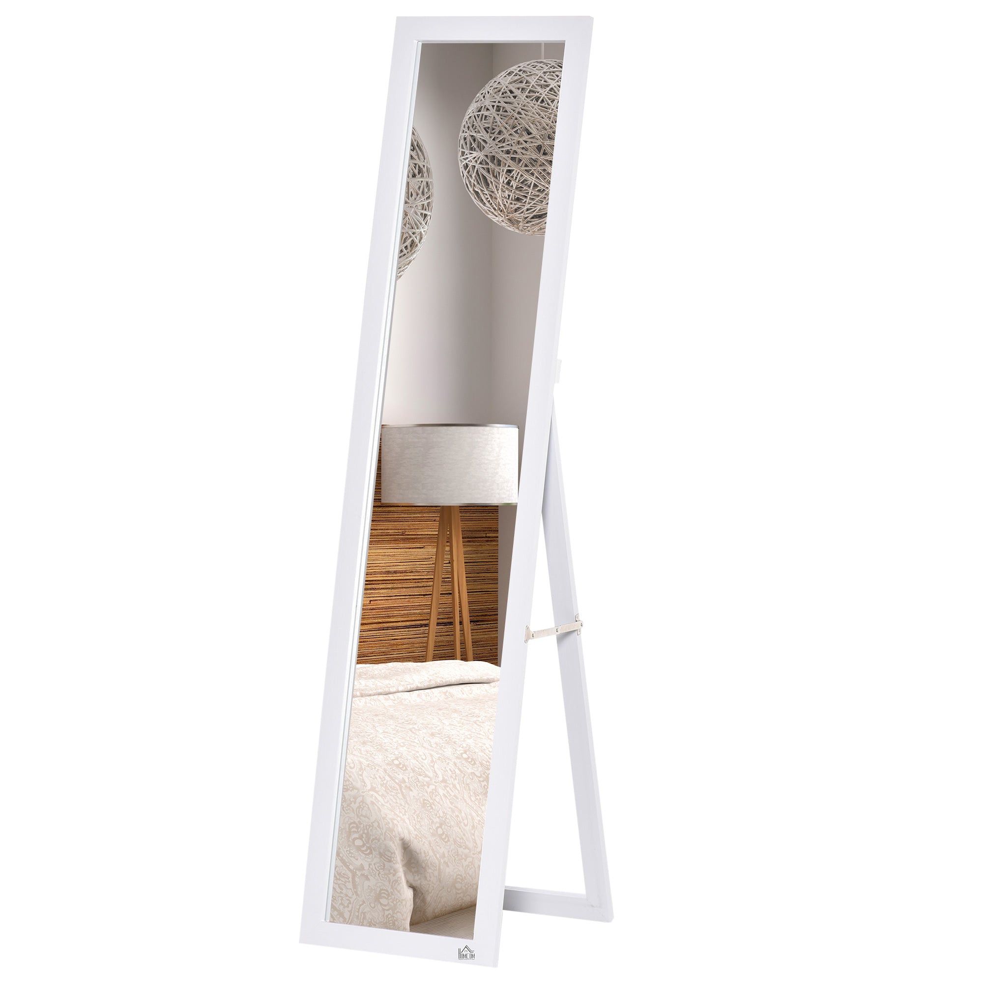 HOMCOM Full Length Mirror, Floor Standing or Wall-Mounted Long Mirror, Rectangular Full Body Mirror for Bedroom, Living Room, White