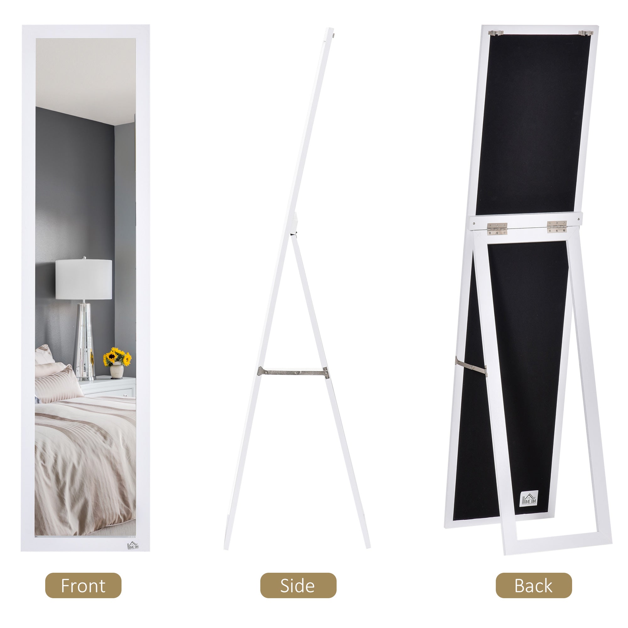 HOMCOM Full Length Mirror, Floor Standing or Wall-Mounted Long Mirror, Rectangular Full Body Mirror for Bedroom, Living Room, White