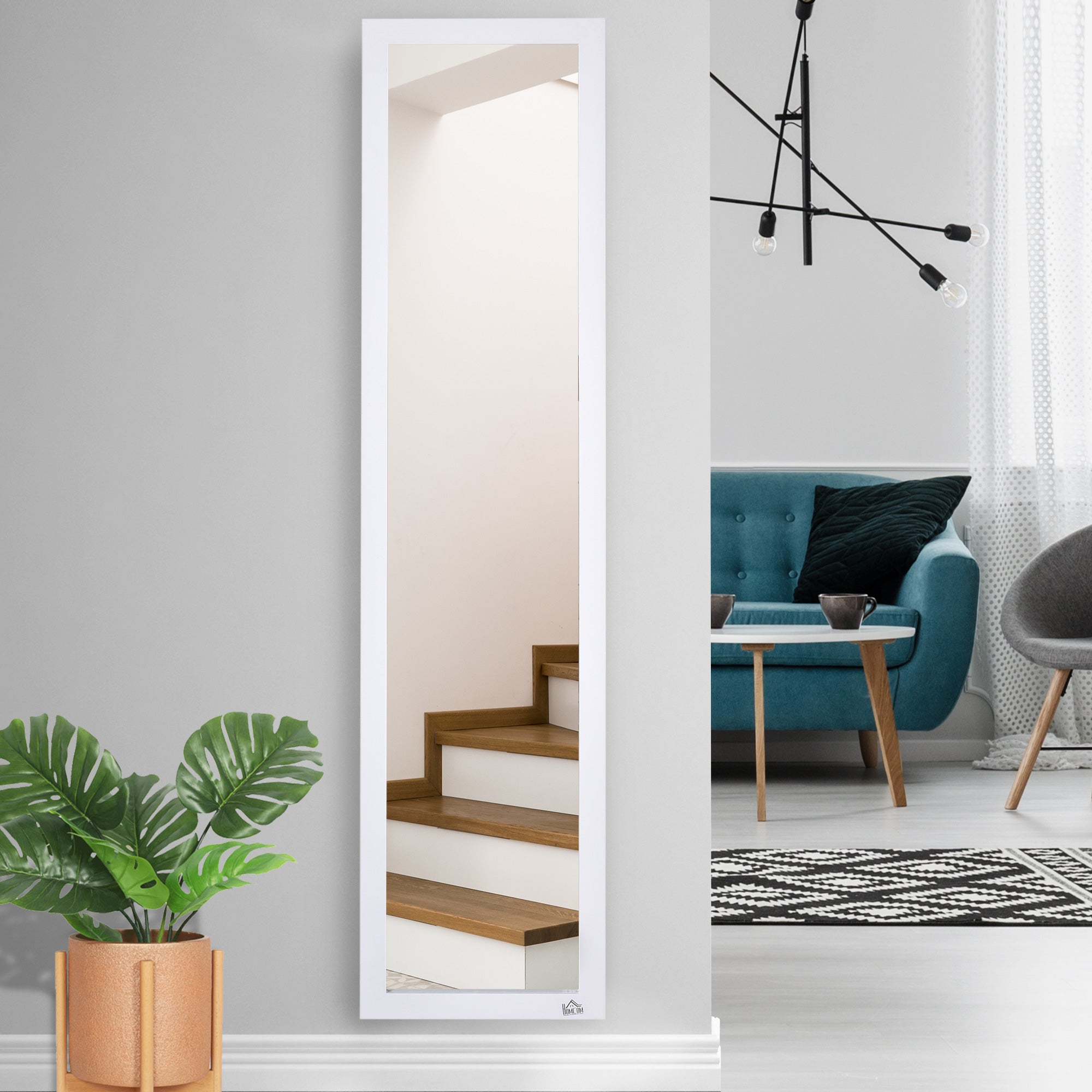 HOMCOM Full Length Mirror, Floor Standing or Wall-Mounted Long Mirror, Rectangular Full Body Mirror for Bedroom, Living Room, White