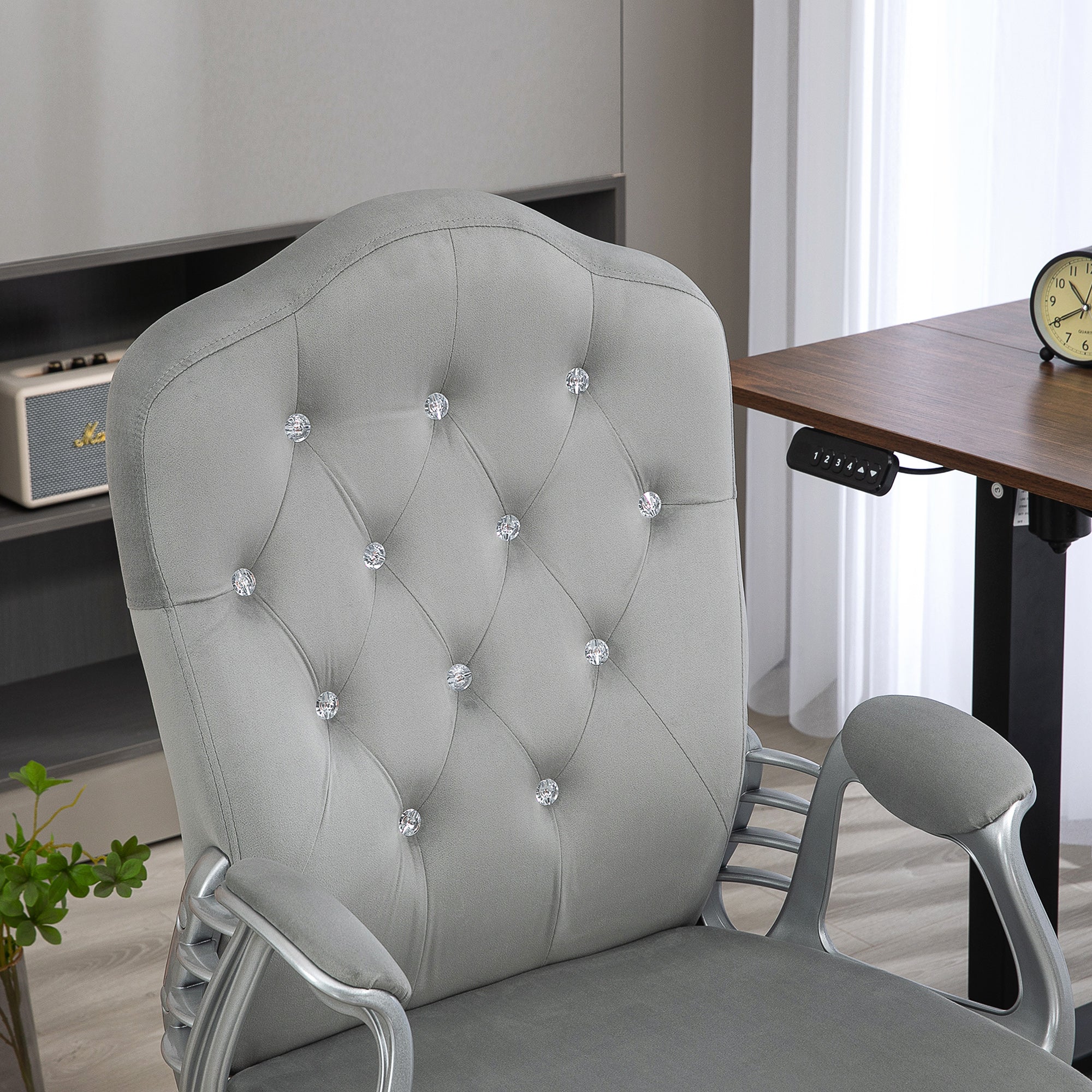 Velvet Office Chair, 360° Swivel Desk Chair with Adjustable Height & Tilt, Light Gray