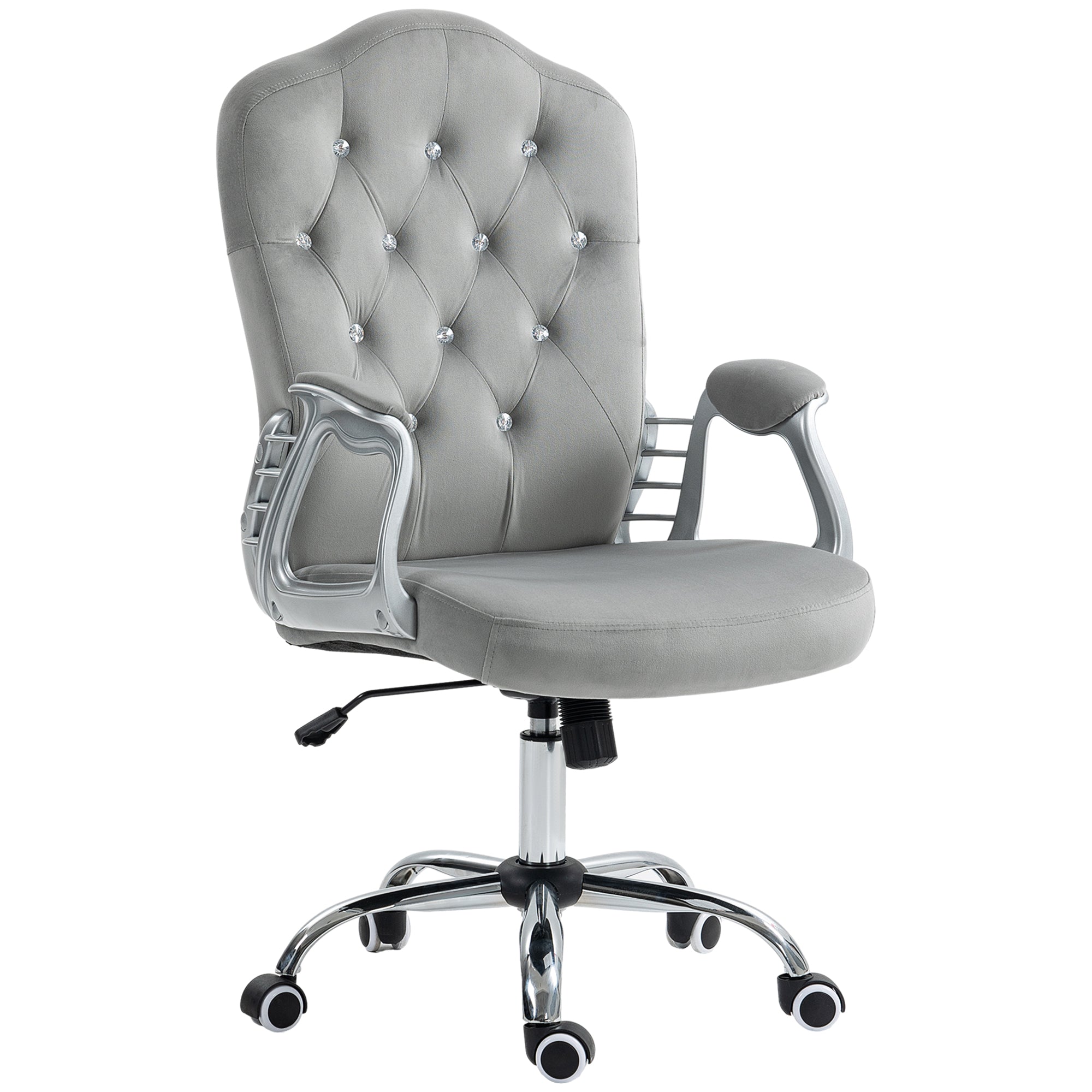 Velvet Office Chair, 360° Swivel Desk Chair with Adjustable Height & Tilt, Light Gray