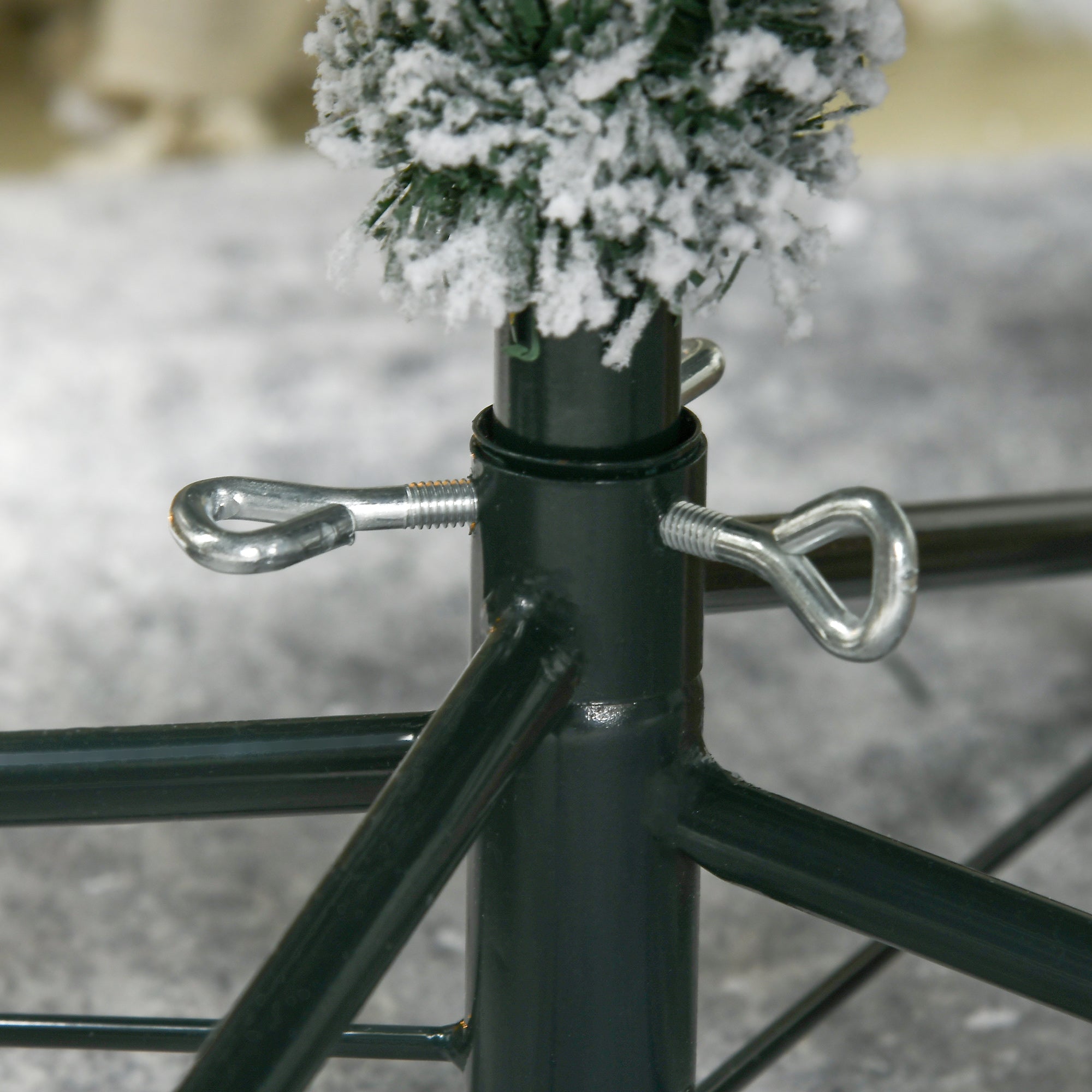 HOMCOM 4.5ft Pre Lit Snow Flocked Artificial Christmas Tree Holiday Décor with 150 Warm White or Colourful LED Lights and 311 Tips, Steel Base