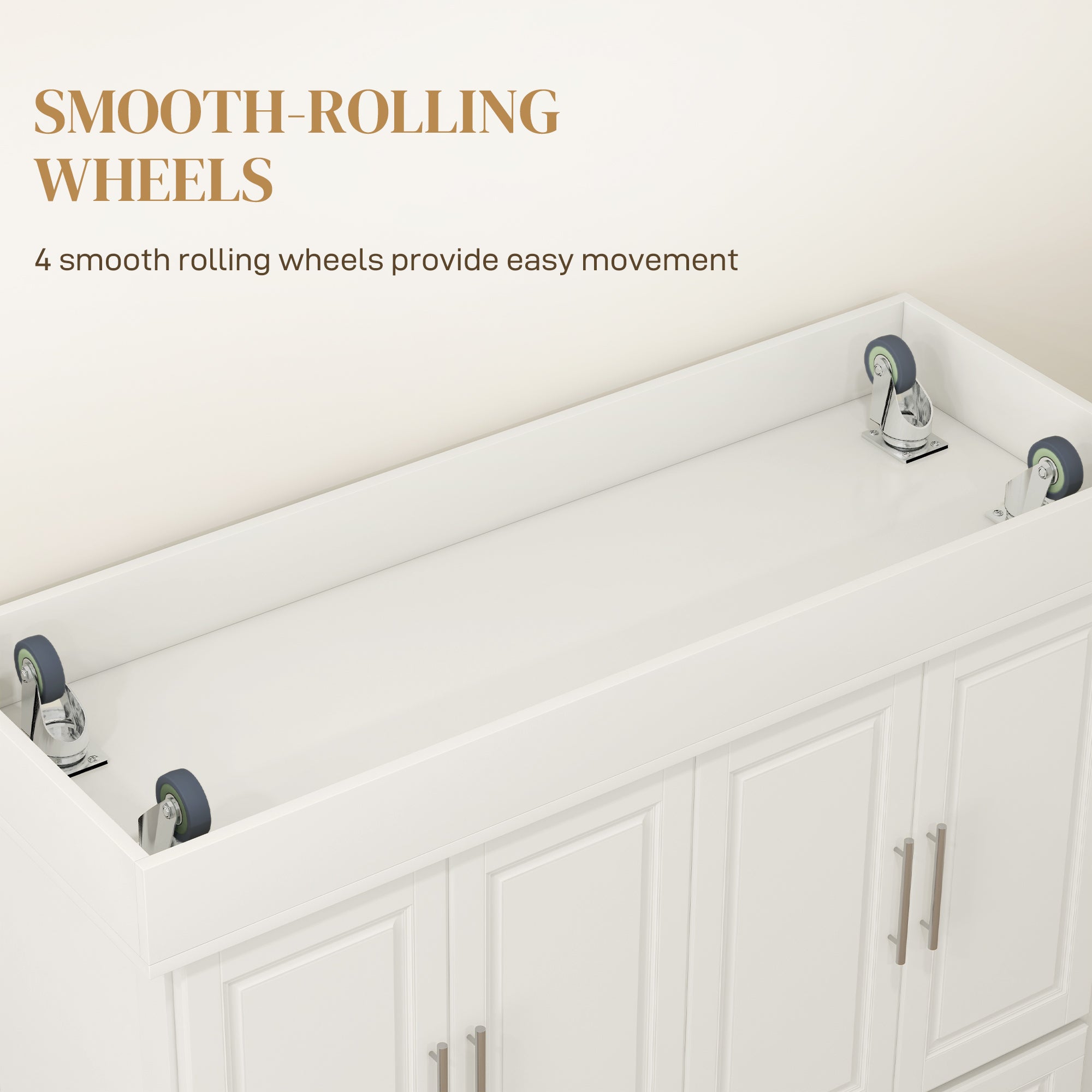 36" Stainless Steel Top Kitchen Island with Storage Drawers, Racks & Cabinets, Cream White - HOMCOM