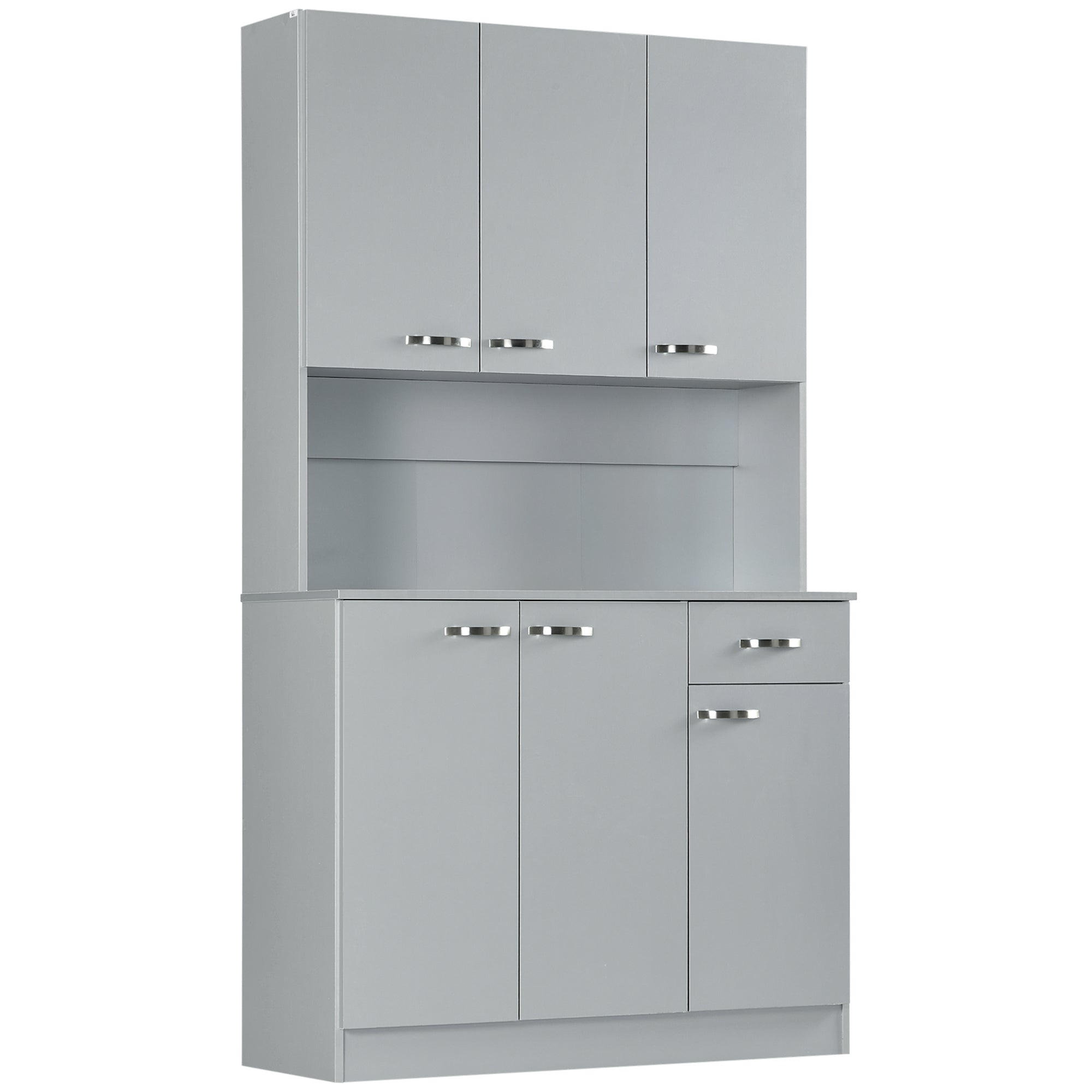 71" Freestanding Buffet with Hutch Kitchen Storage Cabinets Pantry with 6 Doors Gray - HOMCOM