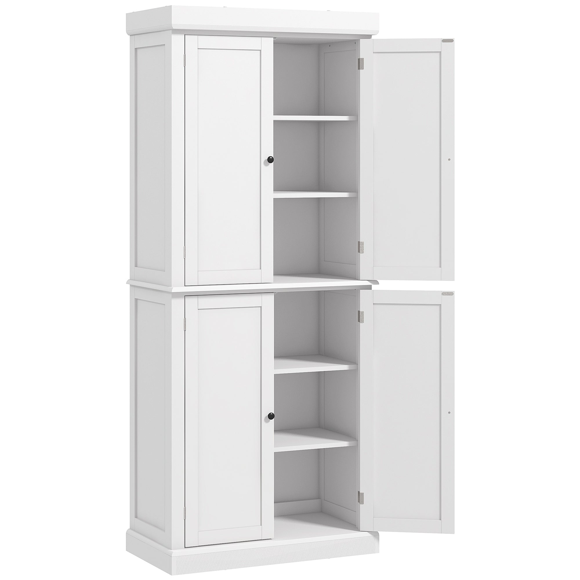 72" Freestanding Kitchen Pantry Storage Cabinet w/ Doors and Shelves, White