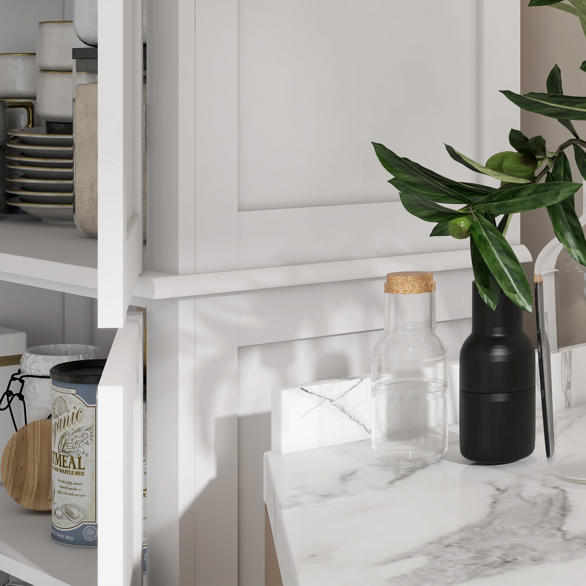 72" Freestanding Kitchen Pantry Storage Cabinet w/ Doors and Shelves, White