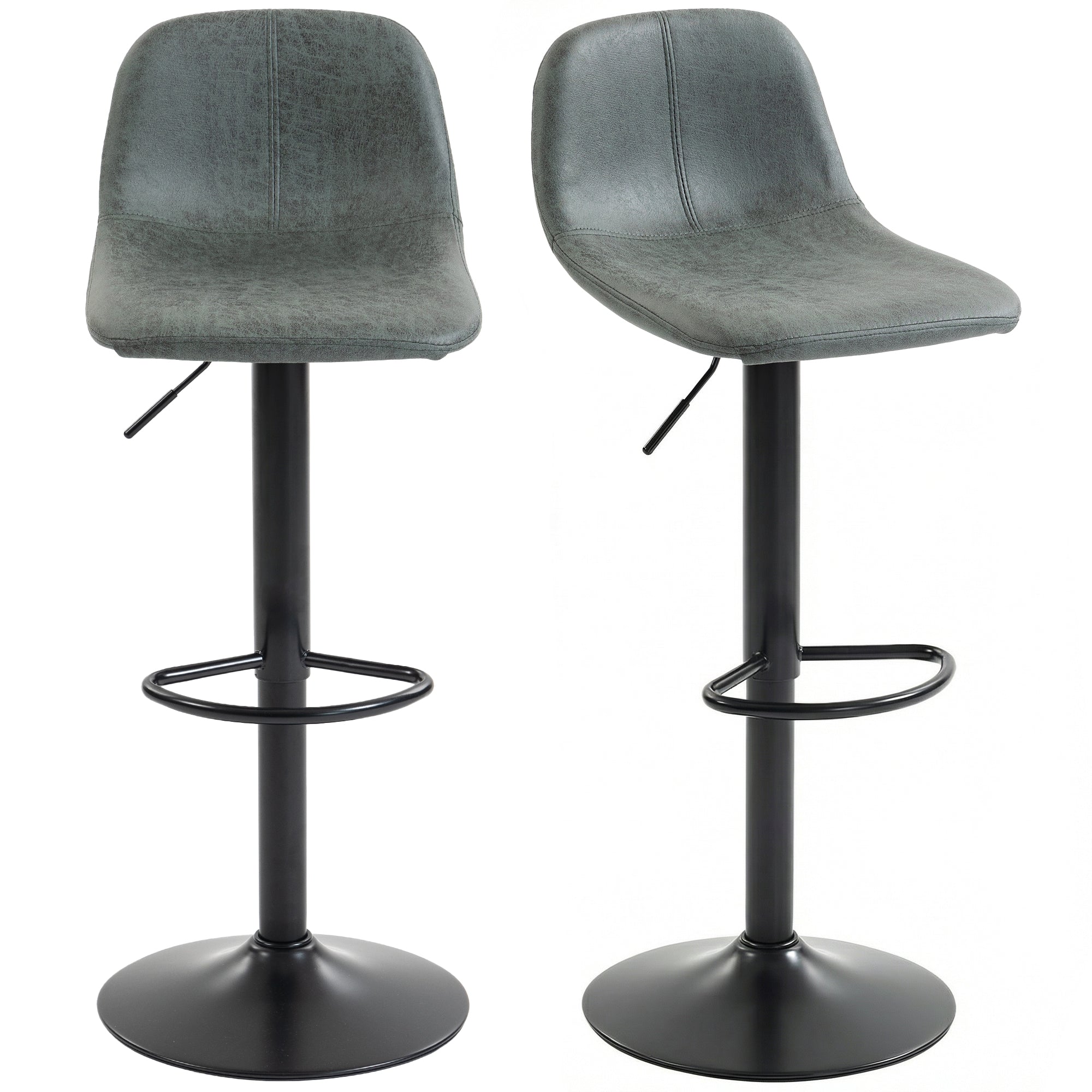 Bar Stools Set of 2, Modern Swivel Barstools, Height Adjustable Breakfast Bar Chairs with Footrest for Kitchen Island and Dining Room, Green